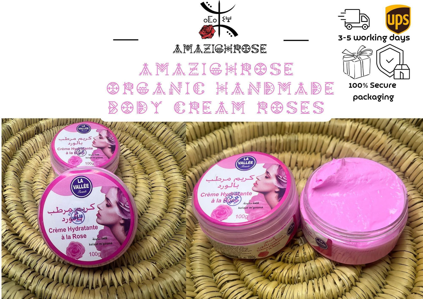 Handmade Organic Cream, Argan cream, Nila cream, Rose cream, Aker fassi cream - Amazighrose
