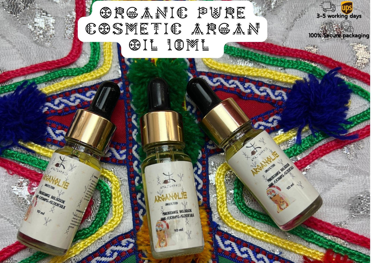Natural Oils: Rose, Argan, Rosemary & Coffee - Pure Cosmetic Oil for Body, Face And Hair 10 ML Sampl - Amazighrose