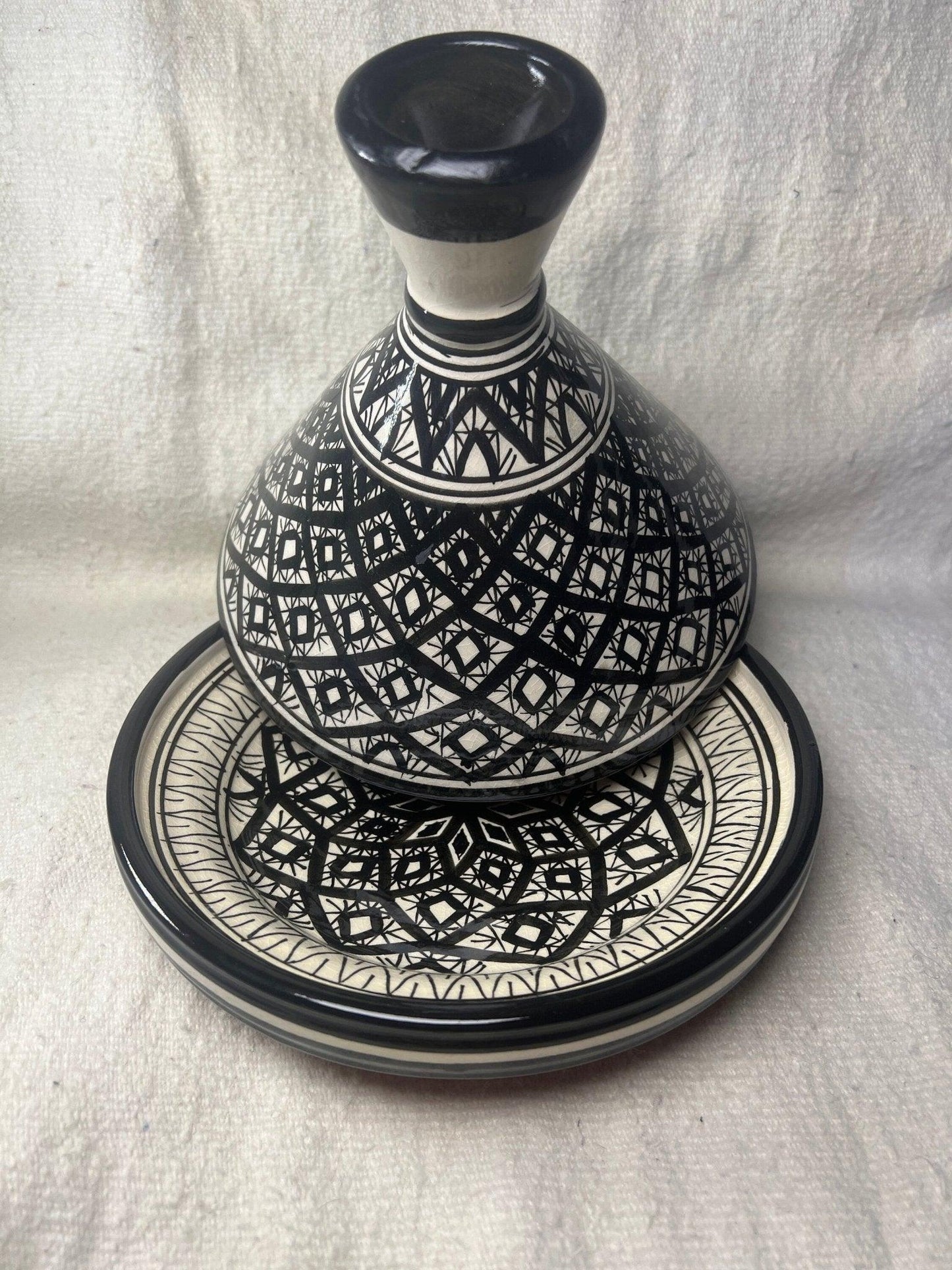 Moroccan Artistry: Handmade Serving Tagine Plate with Lid - Amazighrose