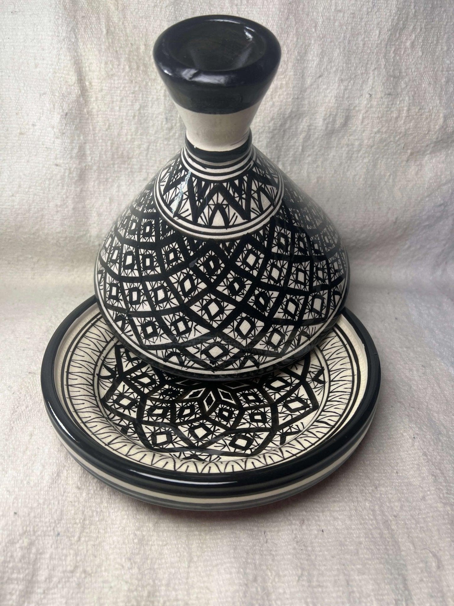 Moroccan Artistry: Handmade Serving Tagine Plate with Lid - Amazighrose