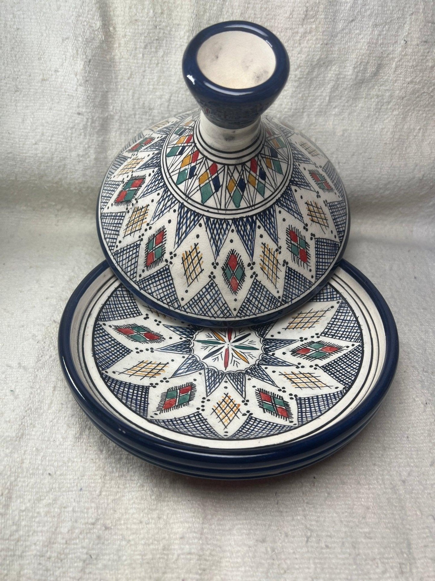 Moroccan Artistry: Handmade Serving Tagine Plate with Lid - Amazighrose