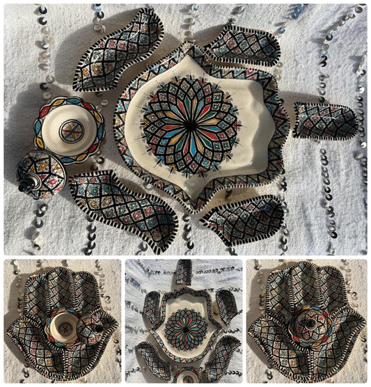 Amazighrose Khmissa Tapas Set: Black multicolor Asfi-style - Amazighrose