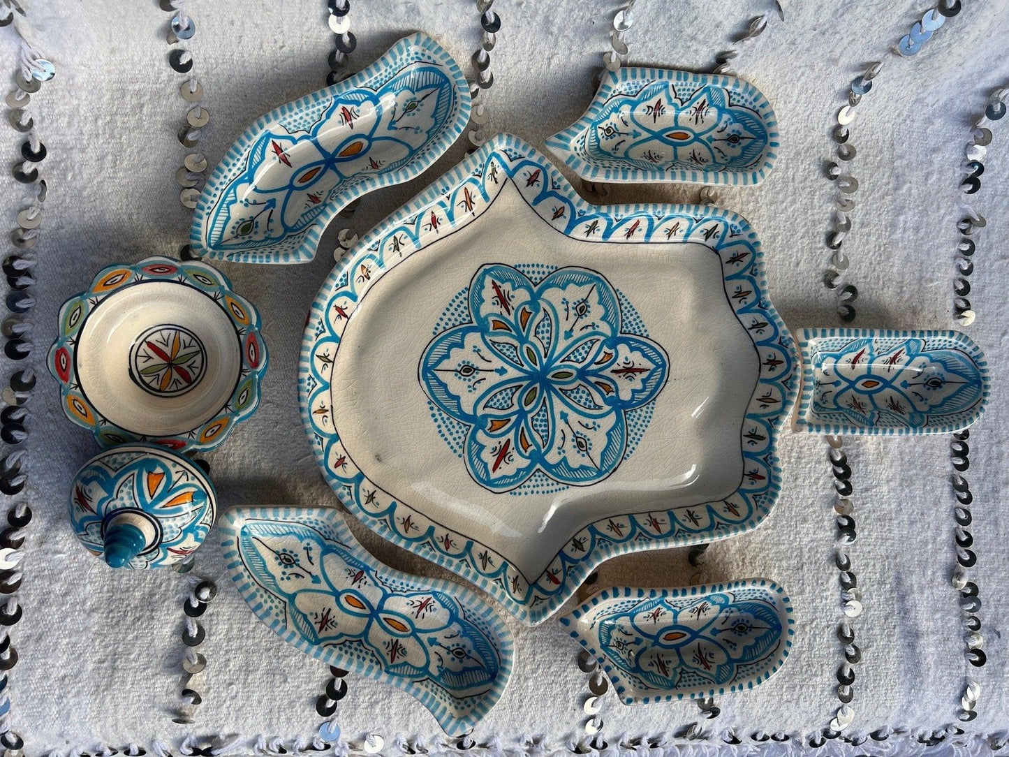 Amazighrose Khmissa Tapas-Set: Blue Henna-Style - Amazighrose