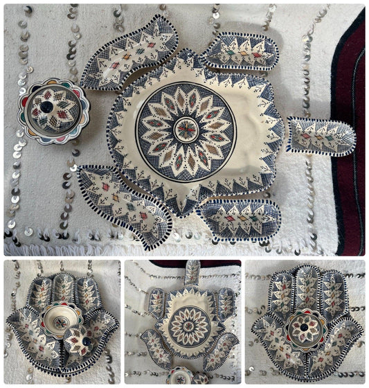 Amazighrose Khmissa Tapas-Set: Blue multicolor Fes-Style - Amazighrose