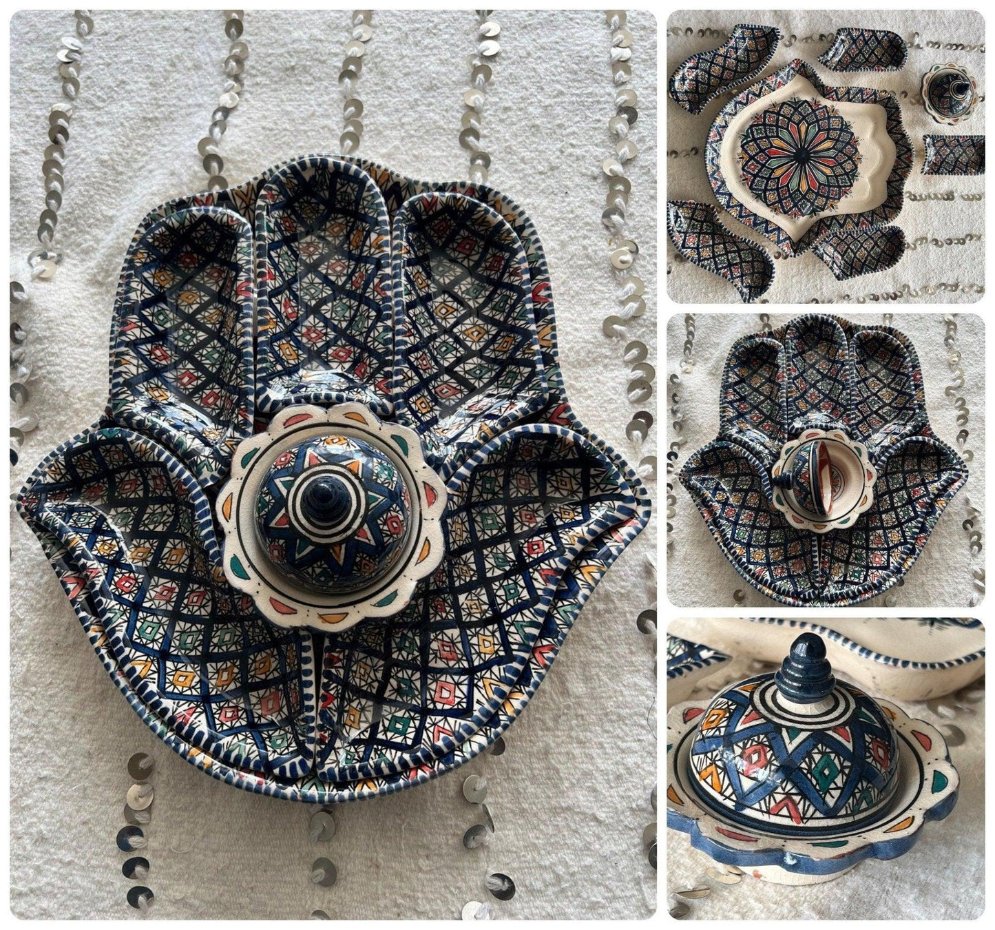 Amazighrose Khmissa Tapas-Set: Darkblue Asfi-Style - Amazighrose
