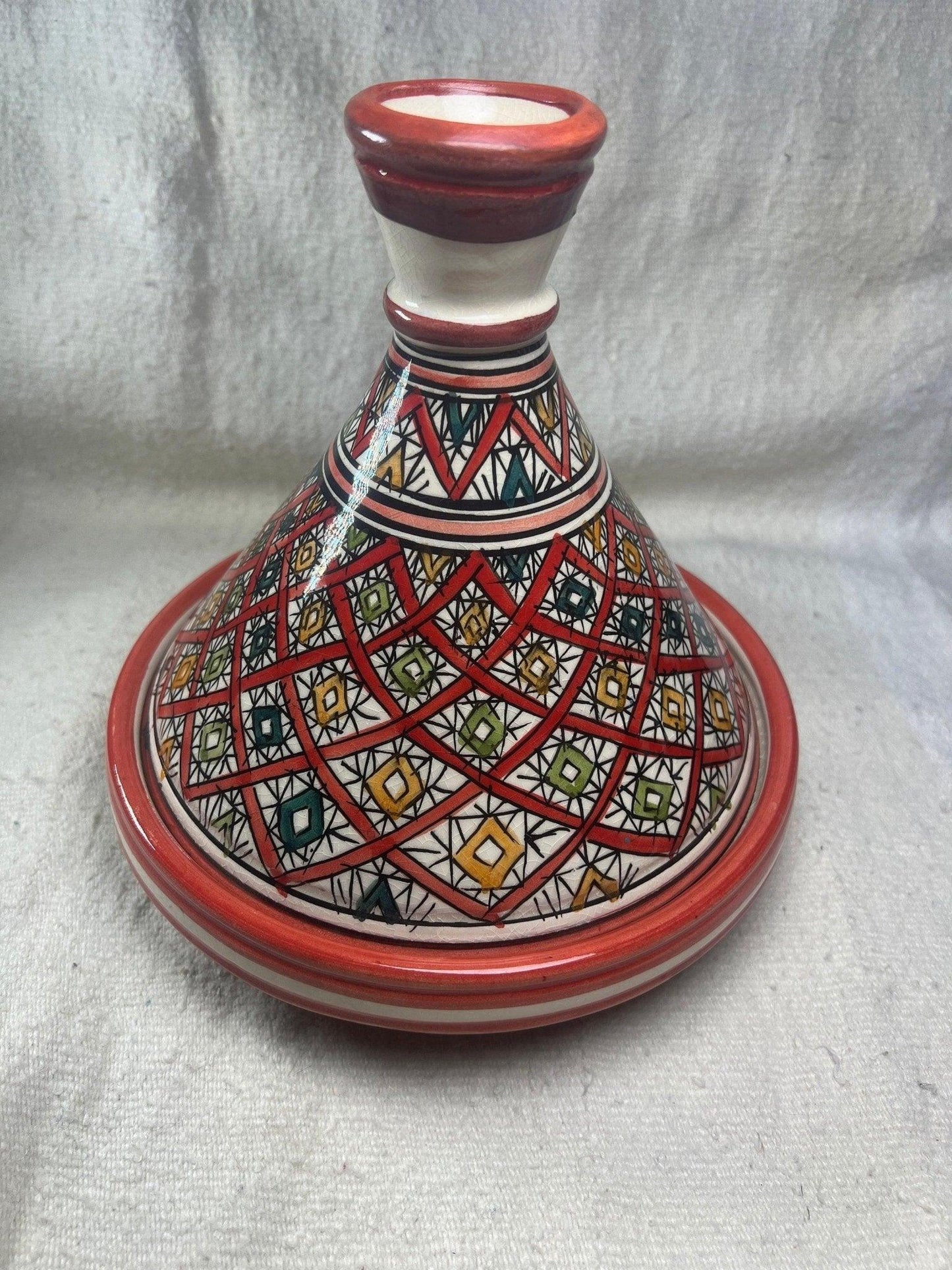 Moroccan Artistry: Handmade Serving Tagine Plate with Lid - Amazighrose