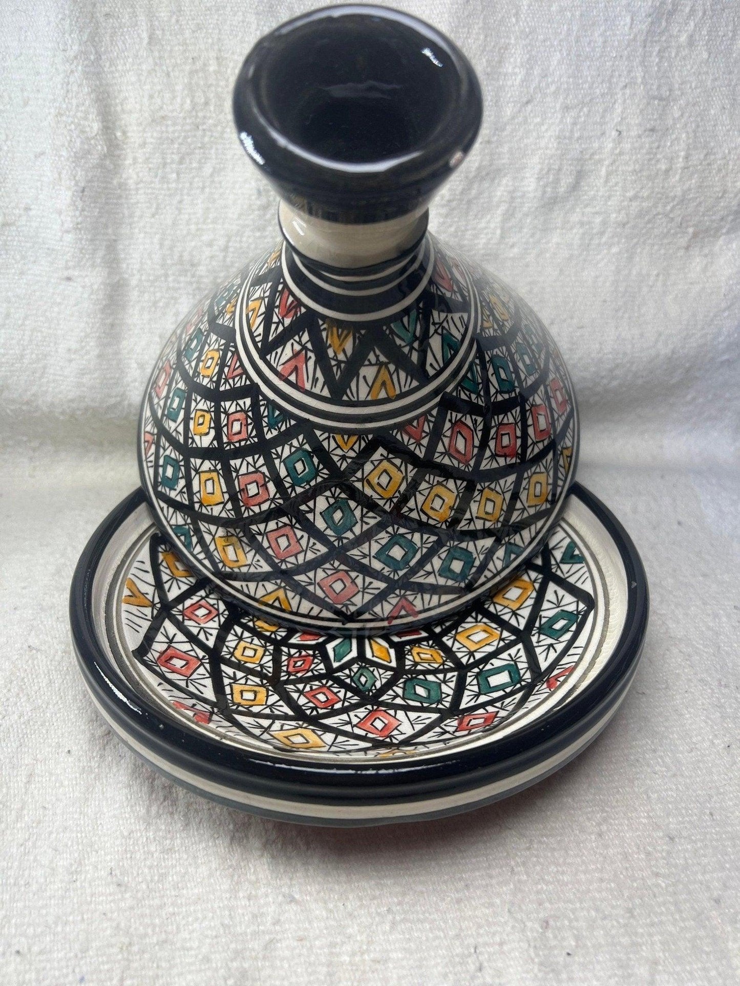 Moroccan Artistry: Handmade Serving Tagine Plate with Lid - Amazighrose