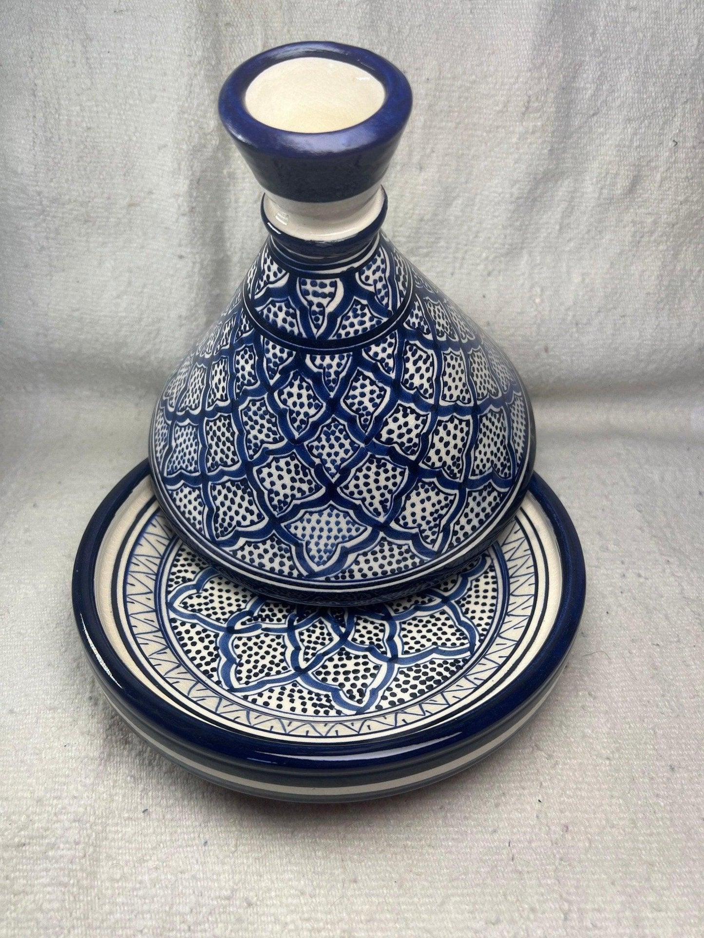 Moroccan Artistry: Handmade Serving Tagine Plate with Lid - Amazighrose