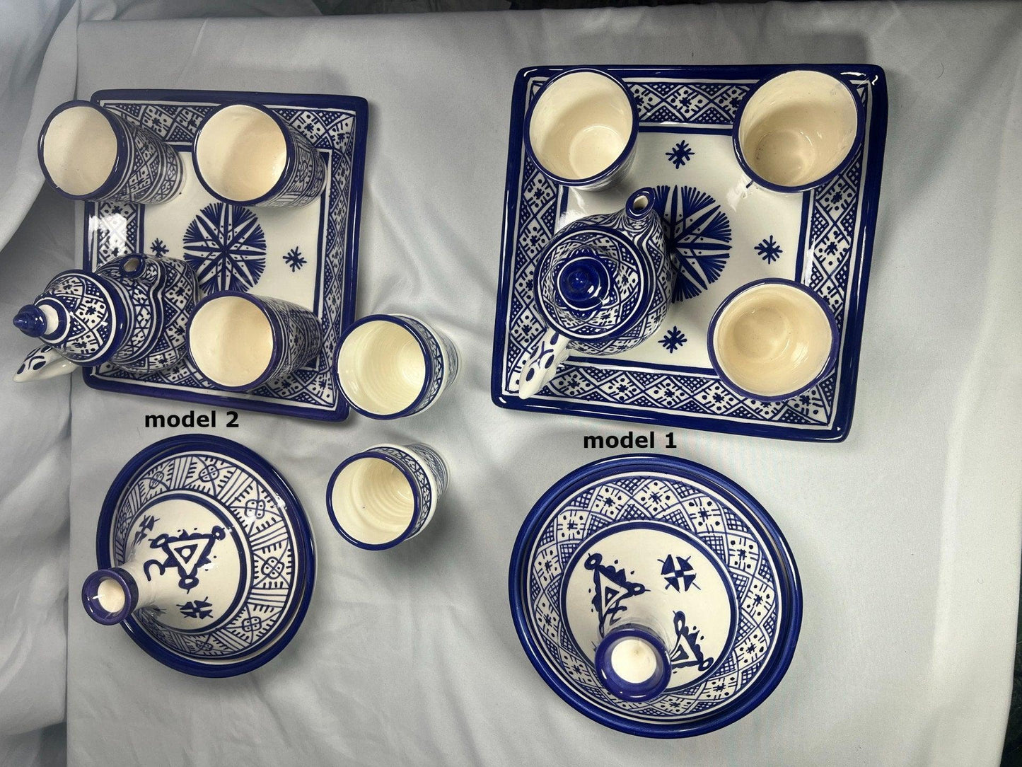 Amazighrose Blue Fes-Style Serving-Set 8pcs - Amazighrose