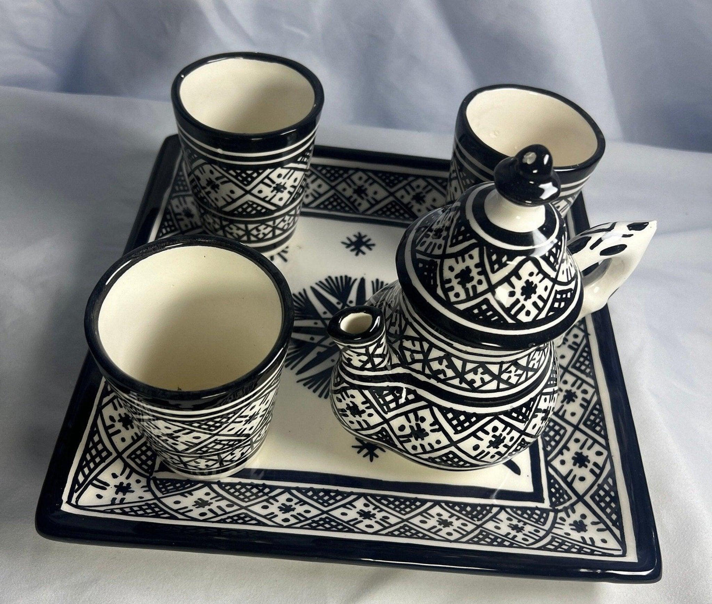 Tea set Fessi-Style black 7pcs - Amazighrose