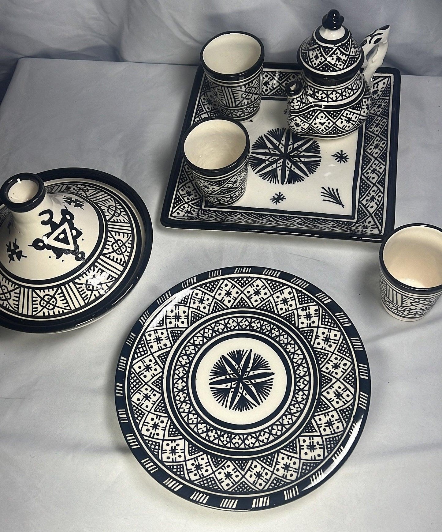 Tea set Fessi-Style black 7pcs - Amazighrose