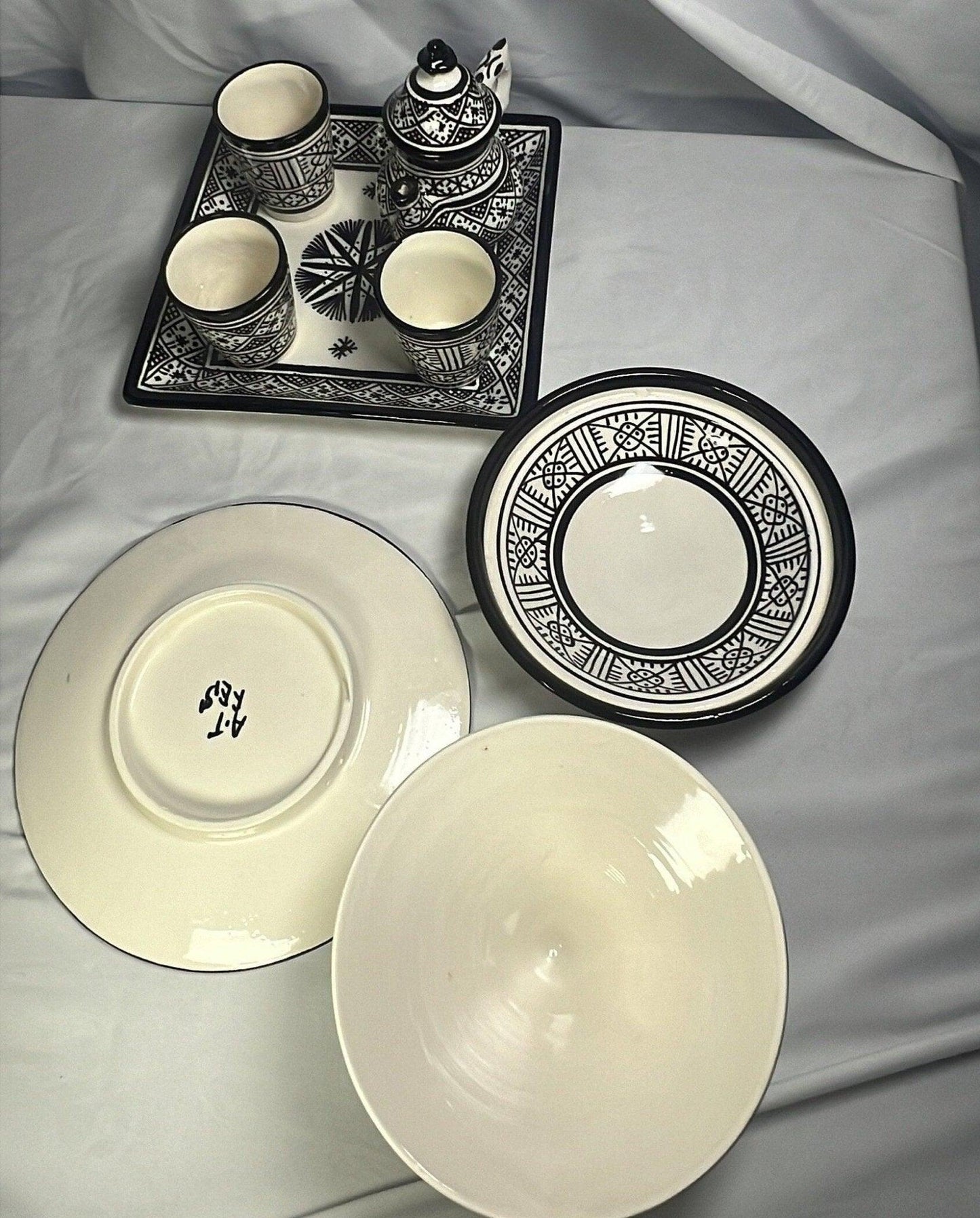 Tea set Fessi-Style black 7pcs - Amazighrose