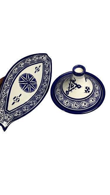 Amazighrose Fes-style Tajine serving set Blue 2pcs - Amazighrose