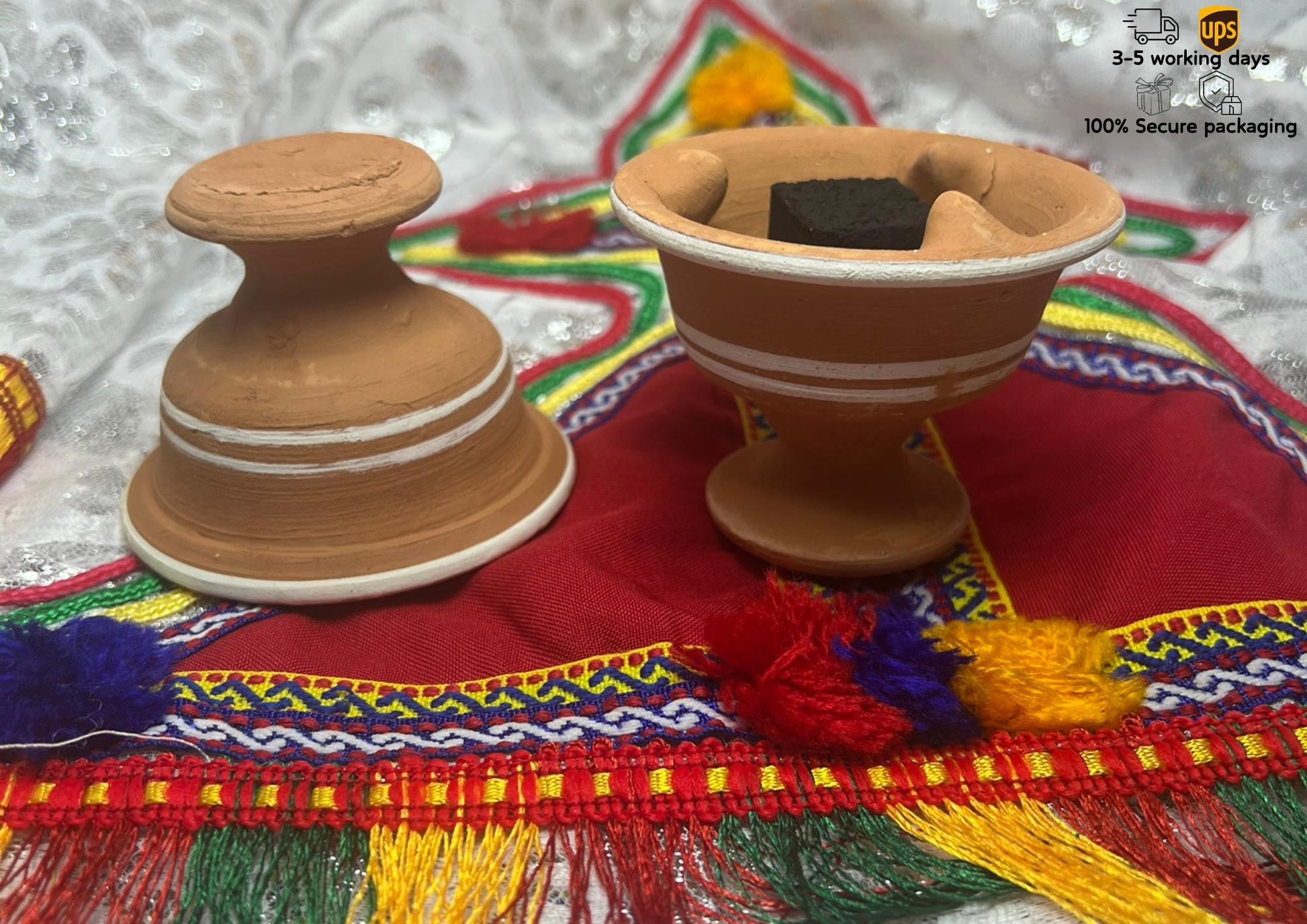 Moroccan Clay Bakhour Burner – Traditional Incense Holder, Incense burner, Bakhour, - Amazighrose