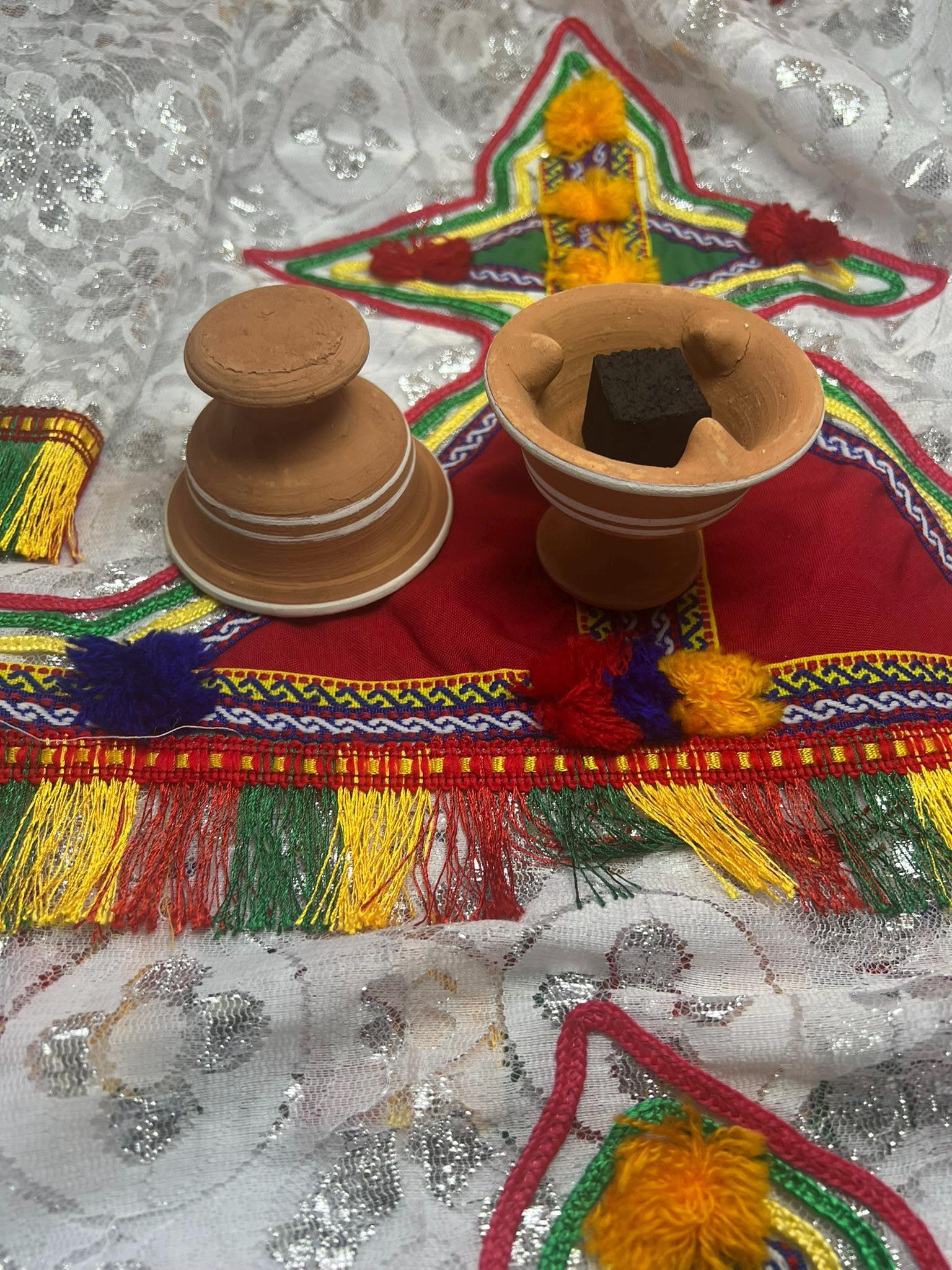 Moroccan Clay Bakhour Burner – Traditional Incense Holder, Incense burner, Bakhour, - Amazighrose