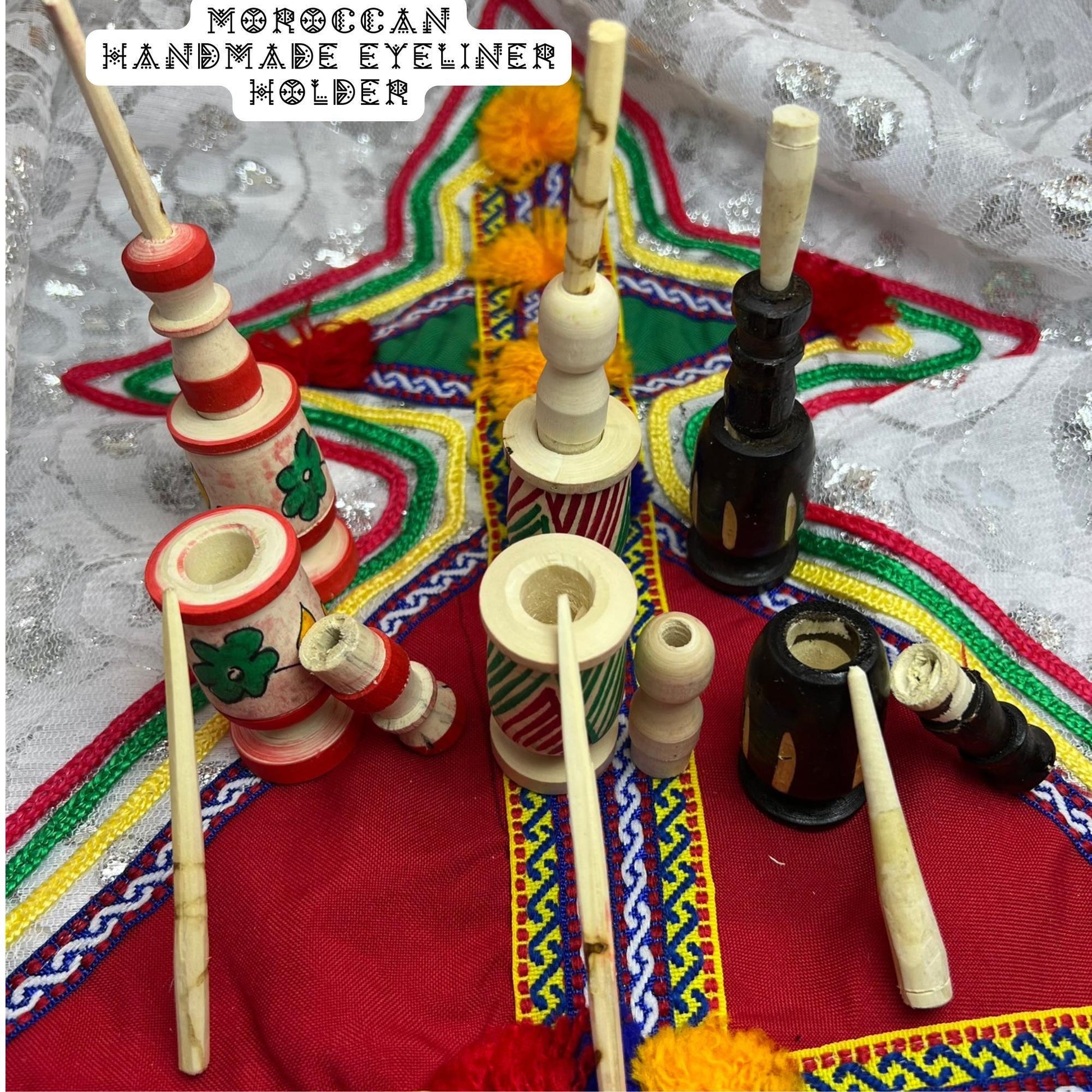 Handcrafted Wooden Eyeliner Holder - Hand-Painted in 3 Stunning Colors – - Amazighrose