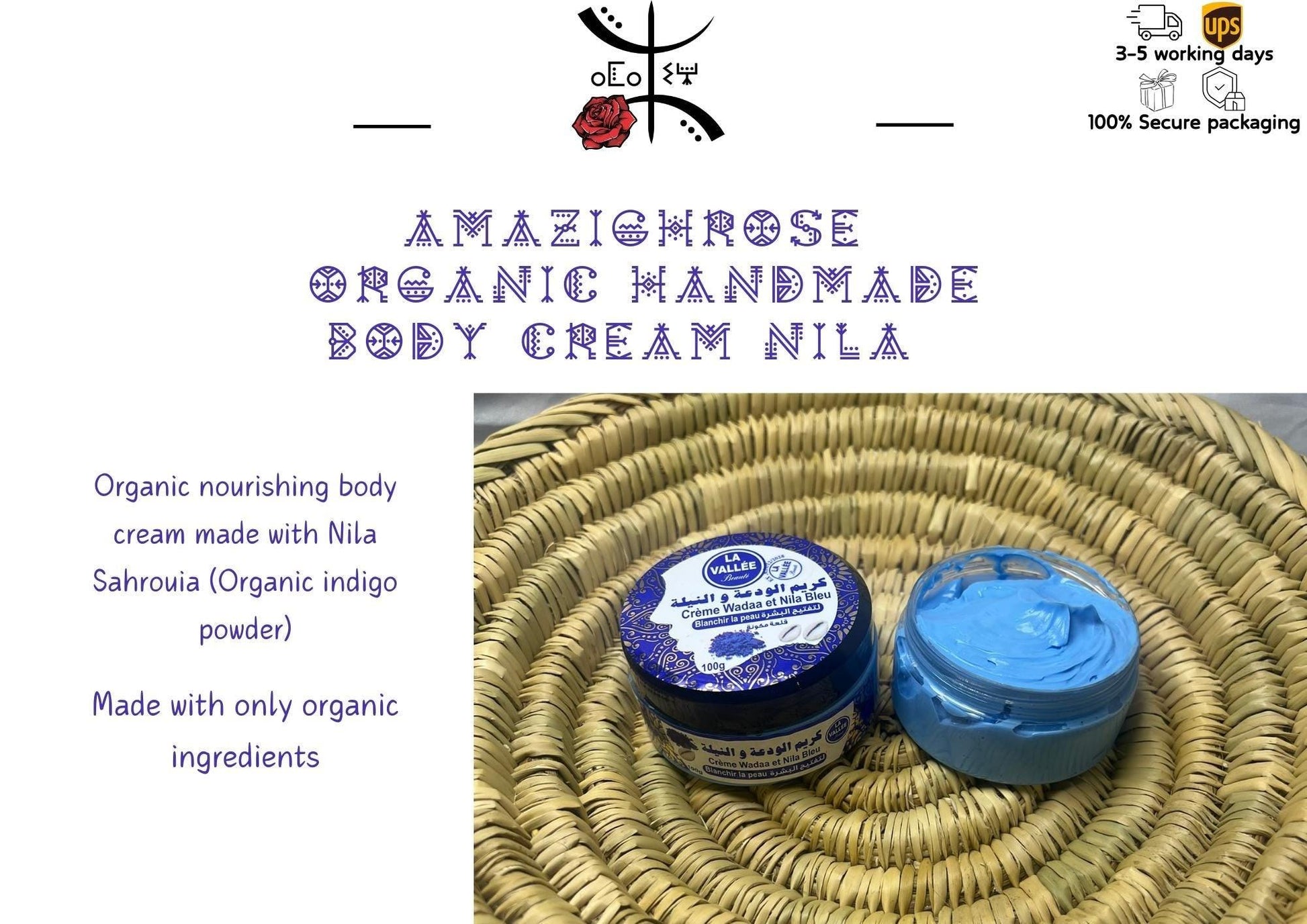 Handmade Organic Cream, Argan cream, Nila cream, Rose cream, Aker fassi cream - Amazighrose