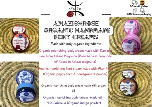 Handmade Organic Cream, Argan cream, Nila cream, Rose cream, Aker fassi cream - Amazighrose