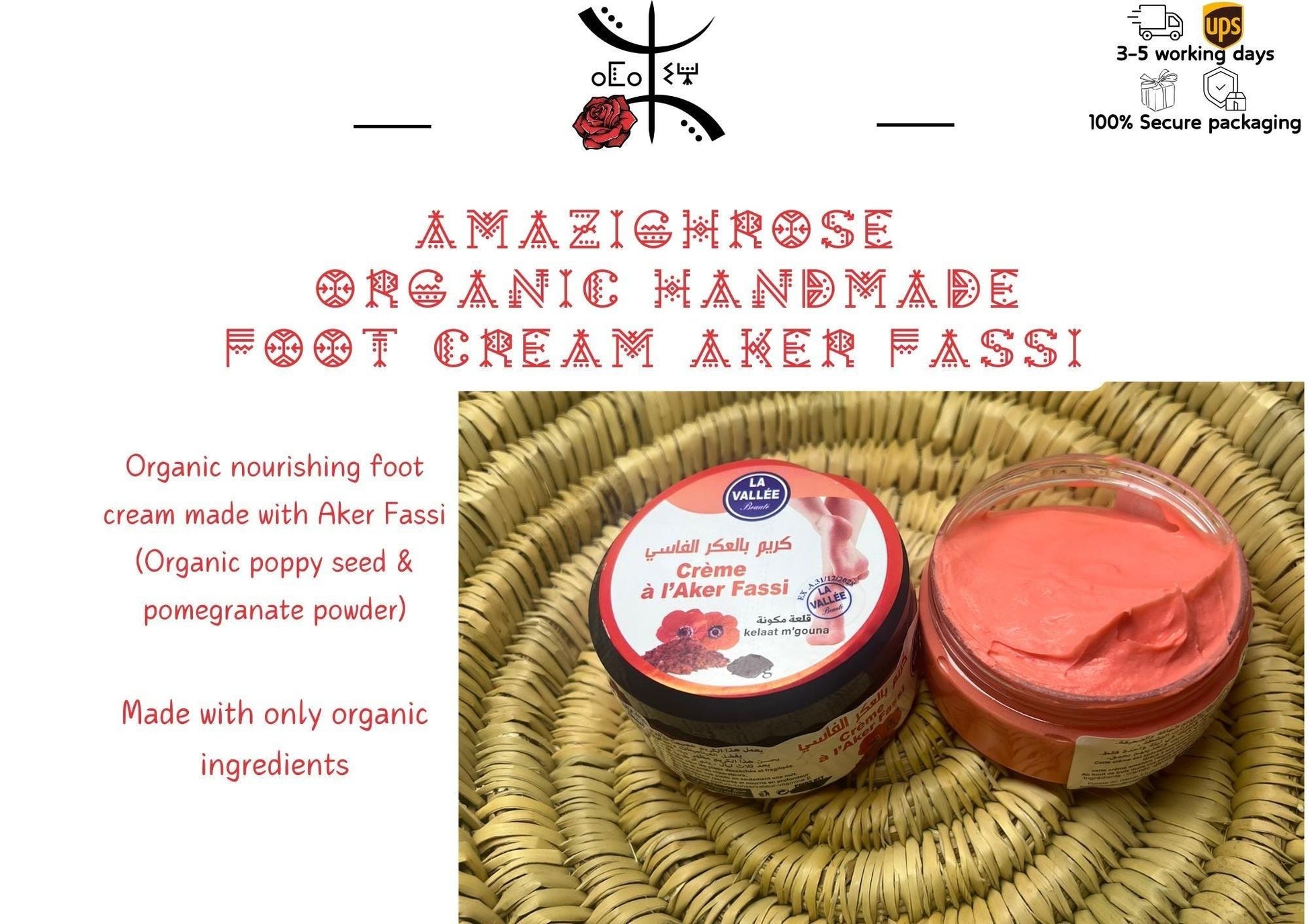 Handmade Organic Cream, Argan cream, Nila cream, Rose cream, Aker fassi cream - Amazighrose