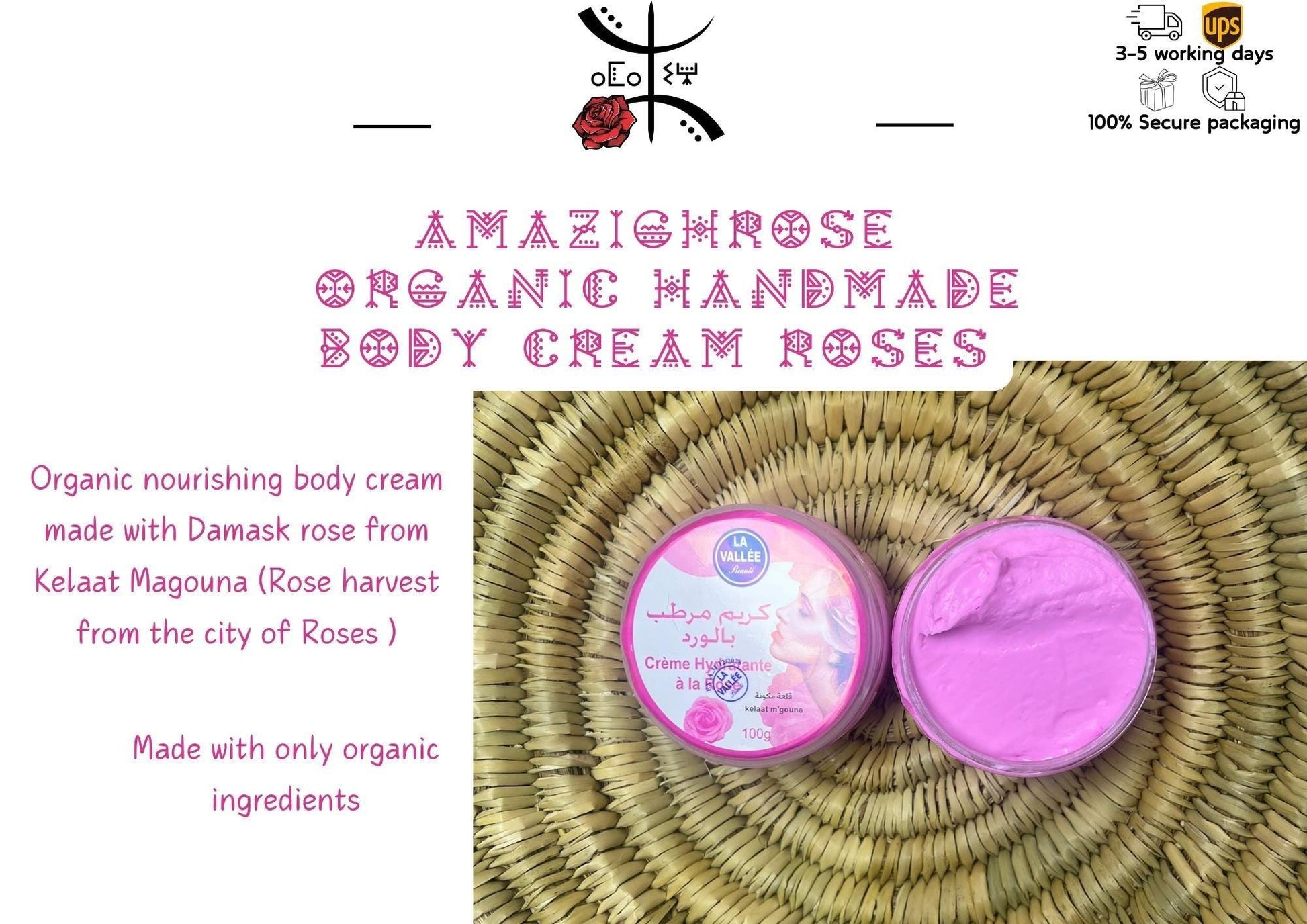 Handmade Organic Cream, Argan cream, Nila cream, Rose cream, Aker fassi cream - Amazighrose