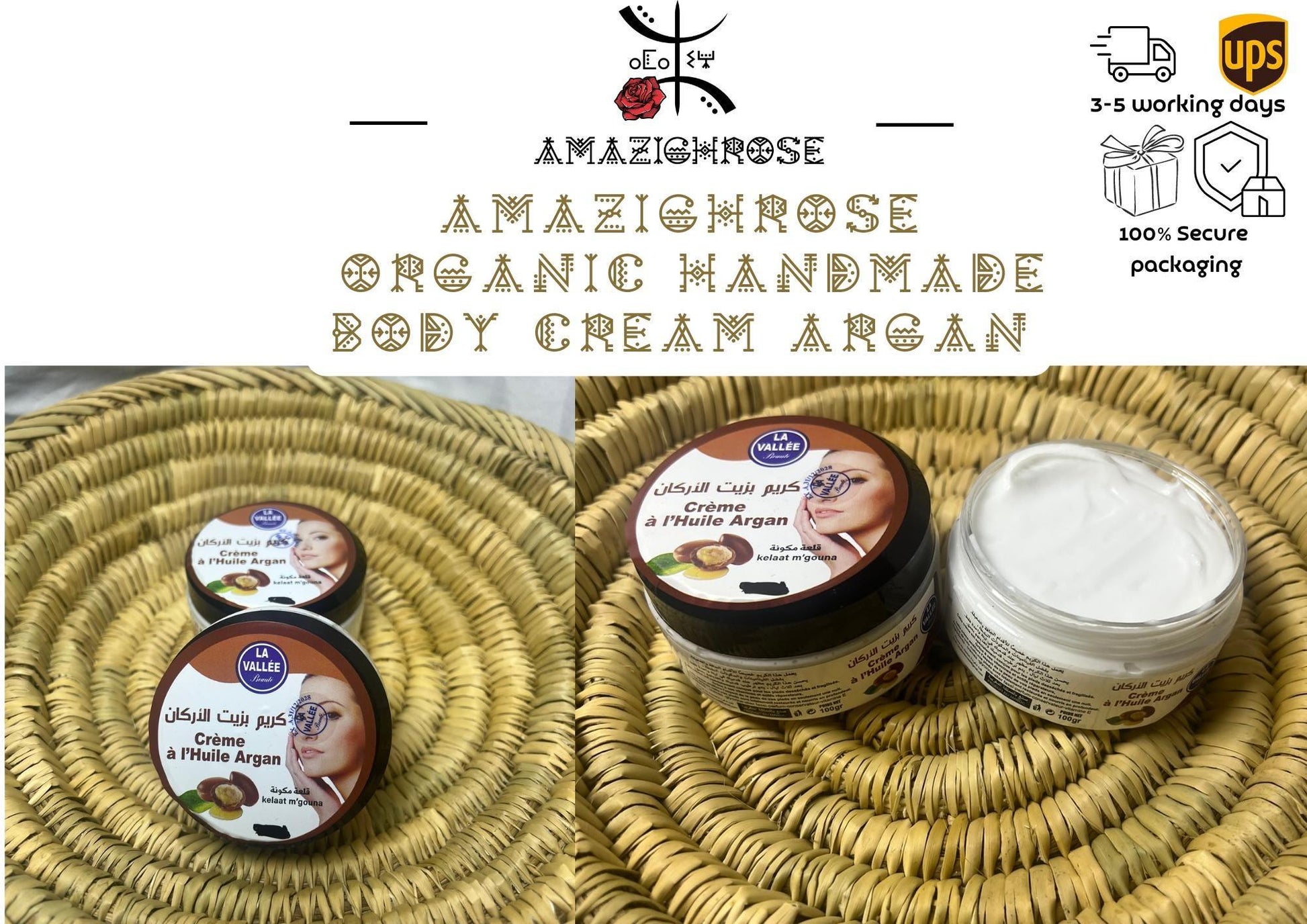Handmade Organic Cream, Argan cream, Nila cream, Rose cream, Aker fassi cream - Amazighrose