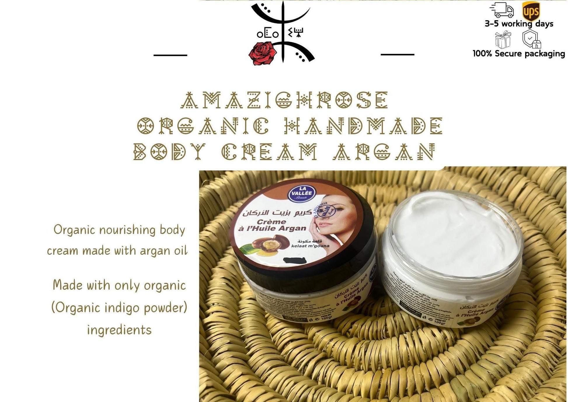 Handmade Organic Cream, Argan cream, Nila cream, Rose cream, Aker fassi cream - Amazighrose