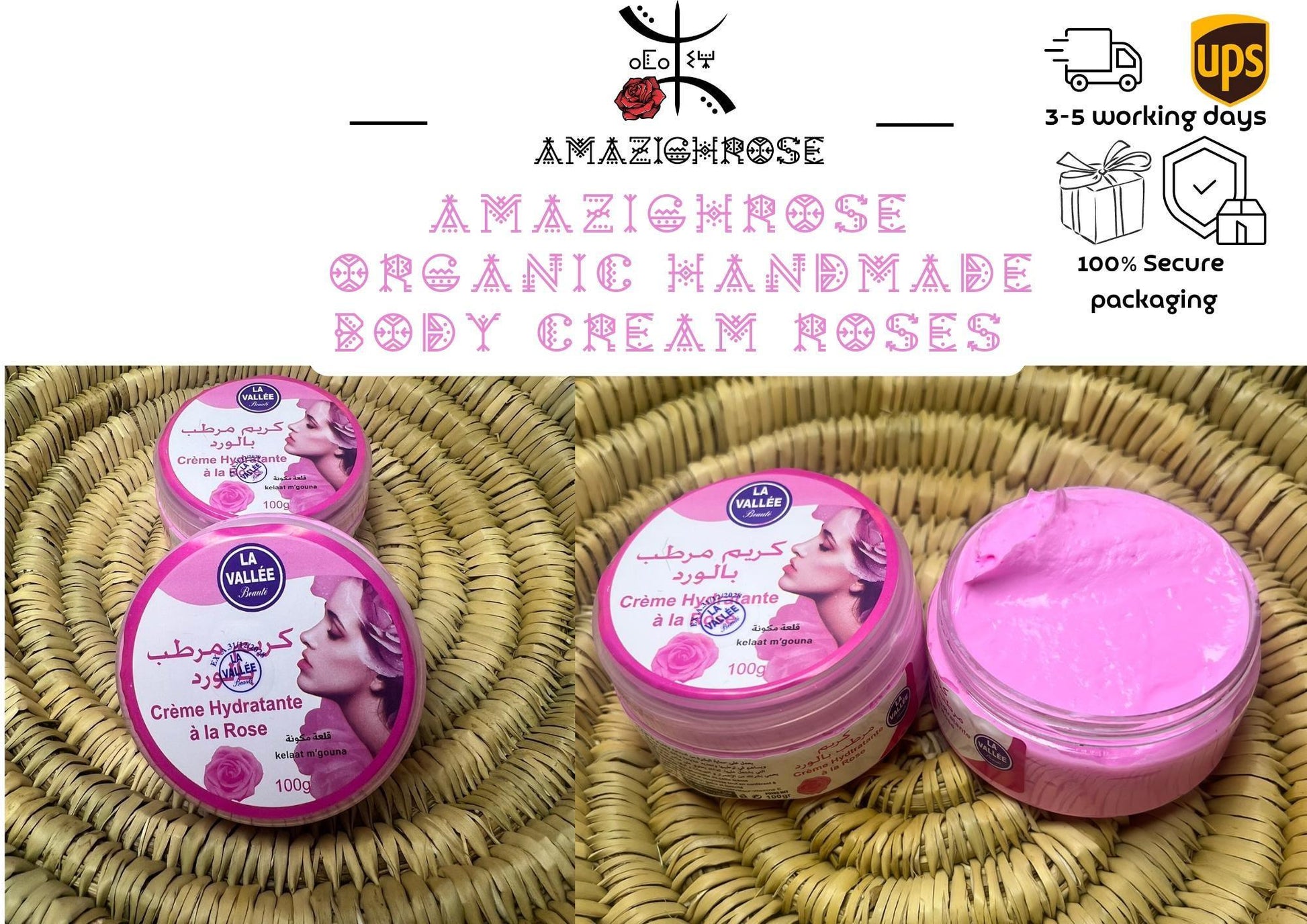Handmade Organic Cream, Argan cream, Nila cream, Rose cream, Aker fassi cream - Amazighrose