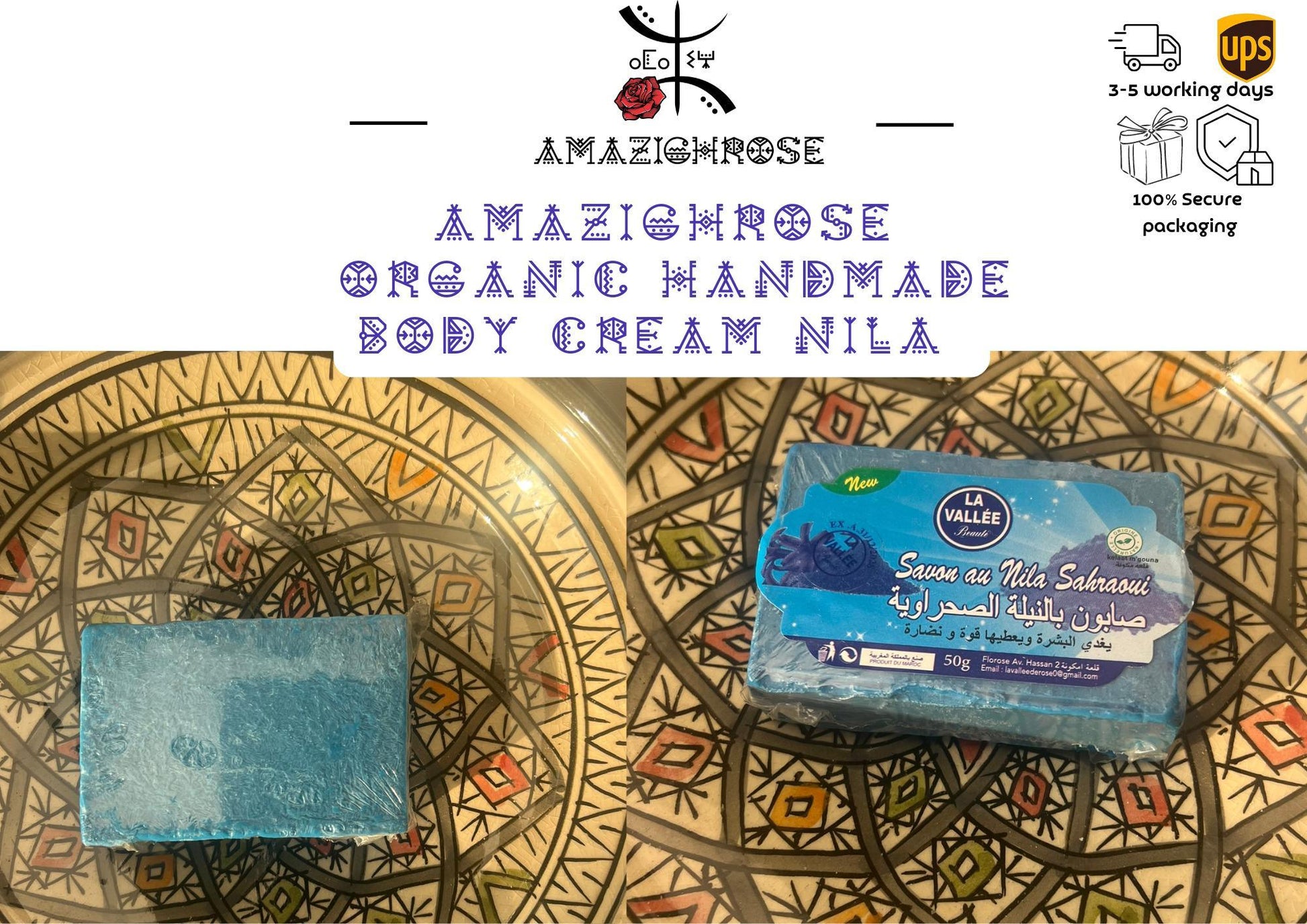 Luxurious Organic Body Soaps - Rose, Argan, Nila, Akker Fassi soap,Pomegranate & Indigo, Handmade with Natural Ingredients from Valley rose - Amazighrose
