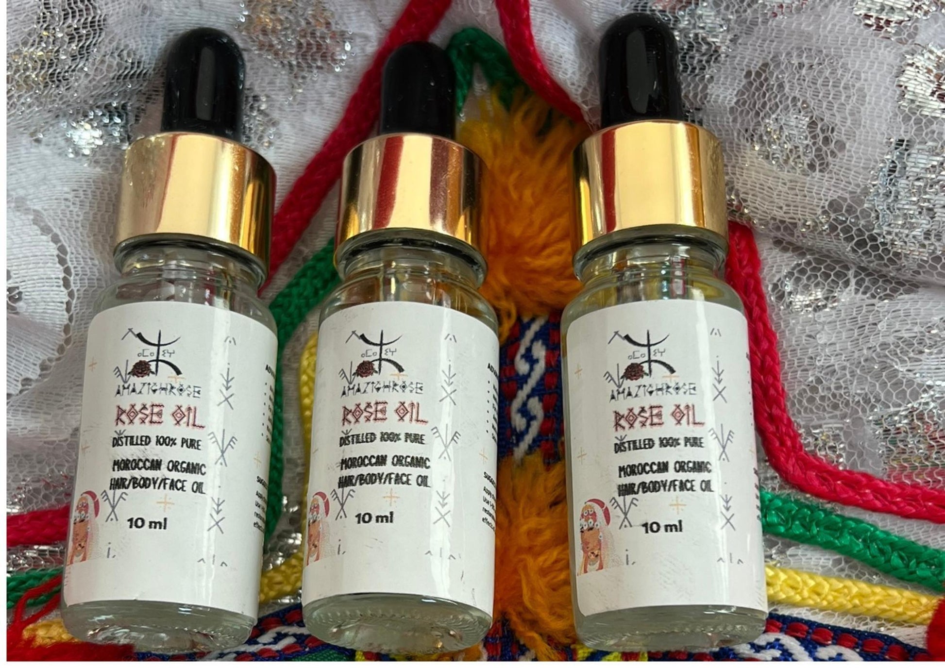 Natural Oils: Rose, Argan, Rosemary & Coffee - Pure Cosmetic Oil for Body, Face And Hair 10 ML Sampl - Amazighrose