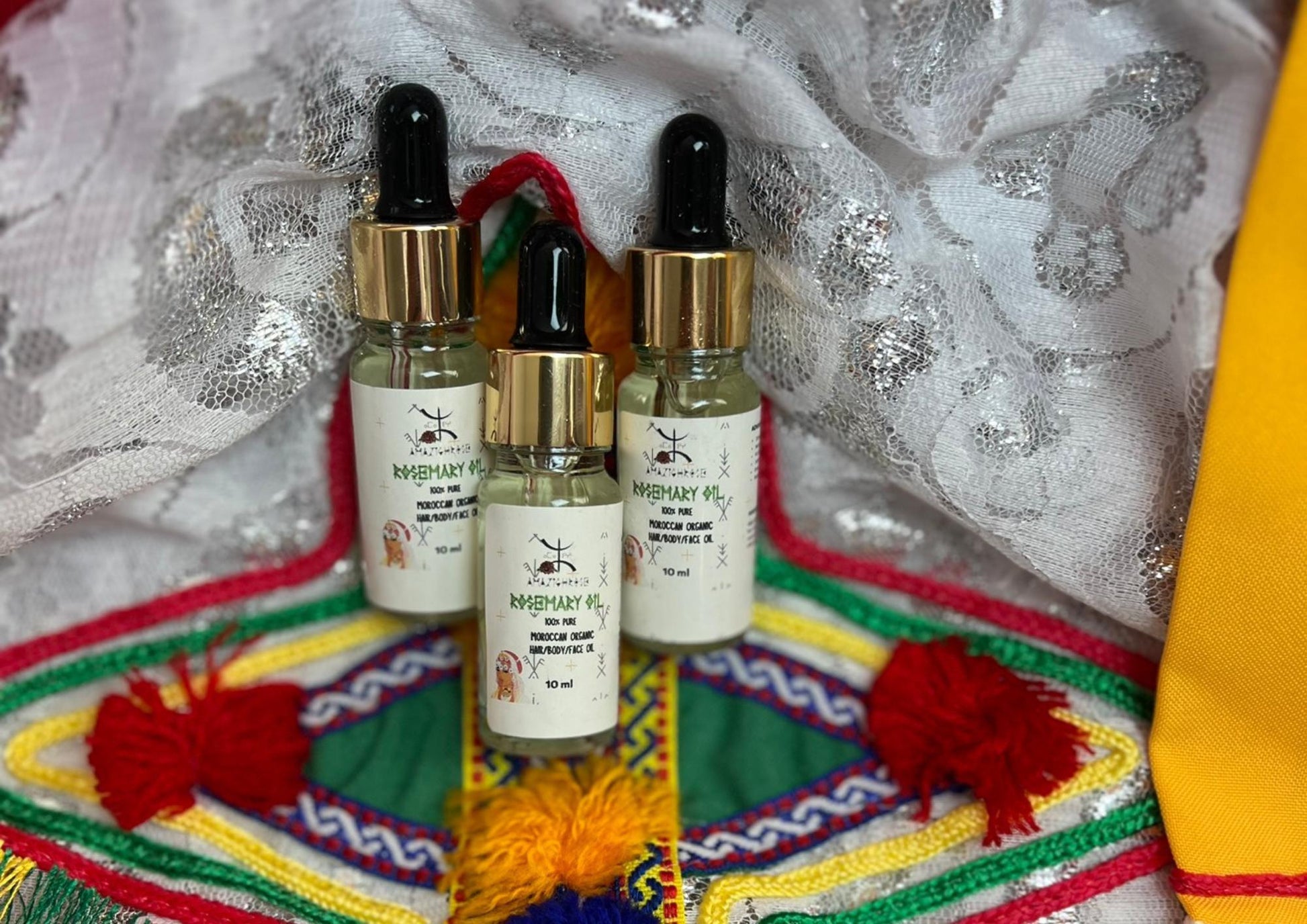 Natural Oils: Rose, Argan, Rosemary & Coffee - Pure Cosmetic Oil for Body, Face And Hair 10 ML Sampl - Amazighrose