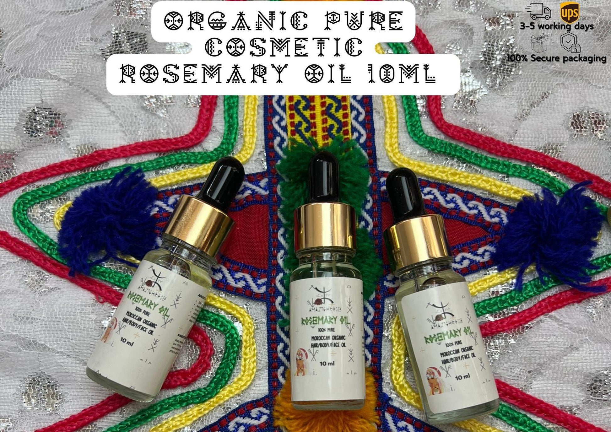 Natural Oils: Rose, Argan, Rosemary & Coffee - Pure Cosmetic Oil for Body, Face And Hair 10 ML Sampl - Amazighrose