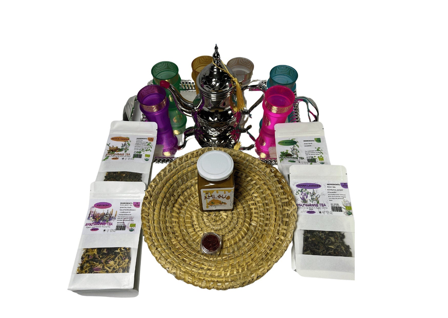 Amazighrose Gift Basket - Moroccan Complete Tea Experience - Amazighrose