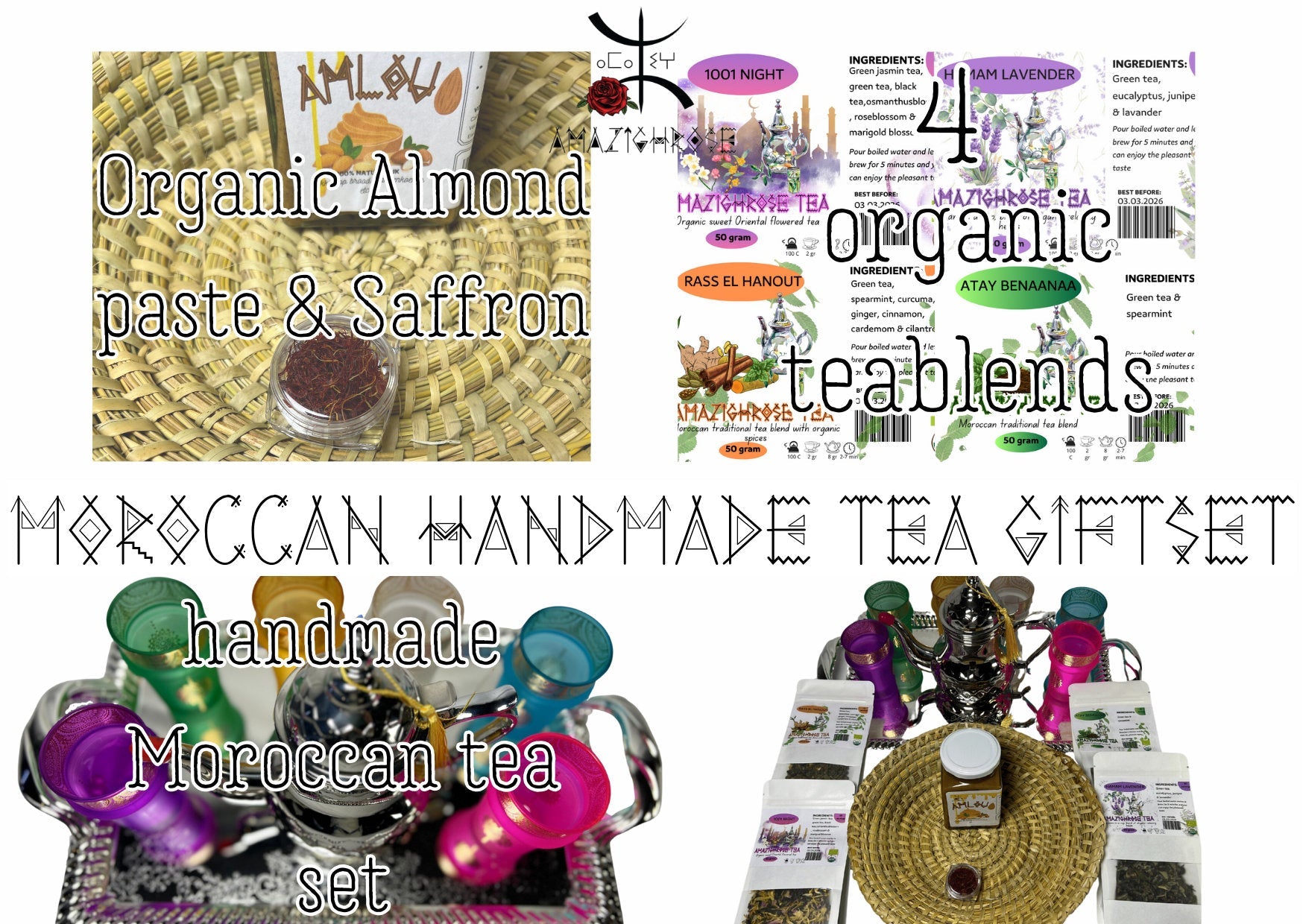 Amazighrose Gift Basket - Moroccan Complete Tea Experience - Amazighrose