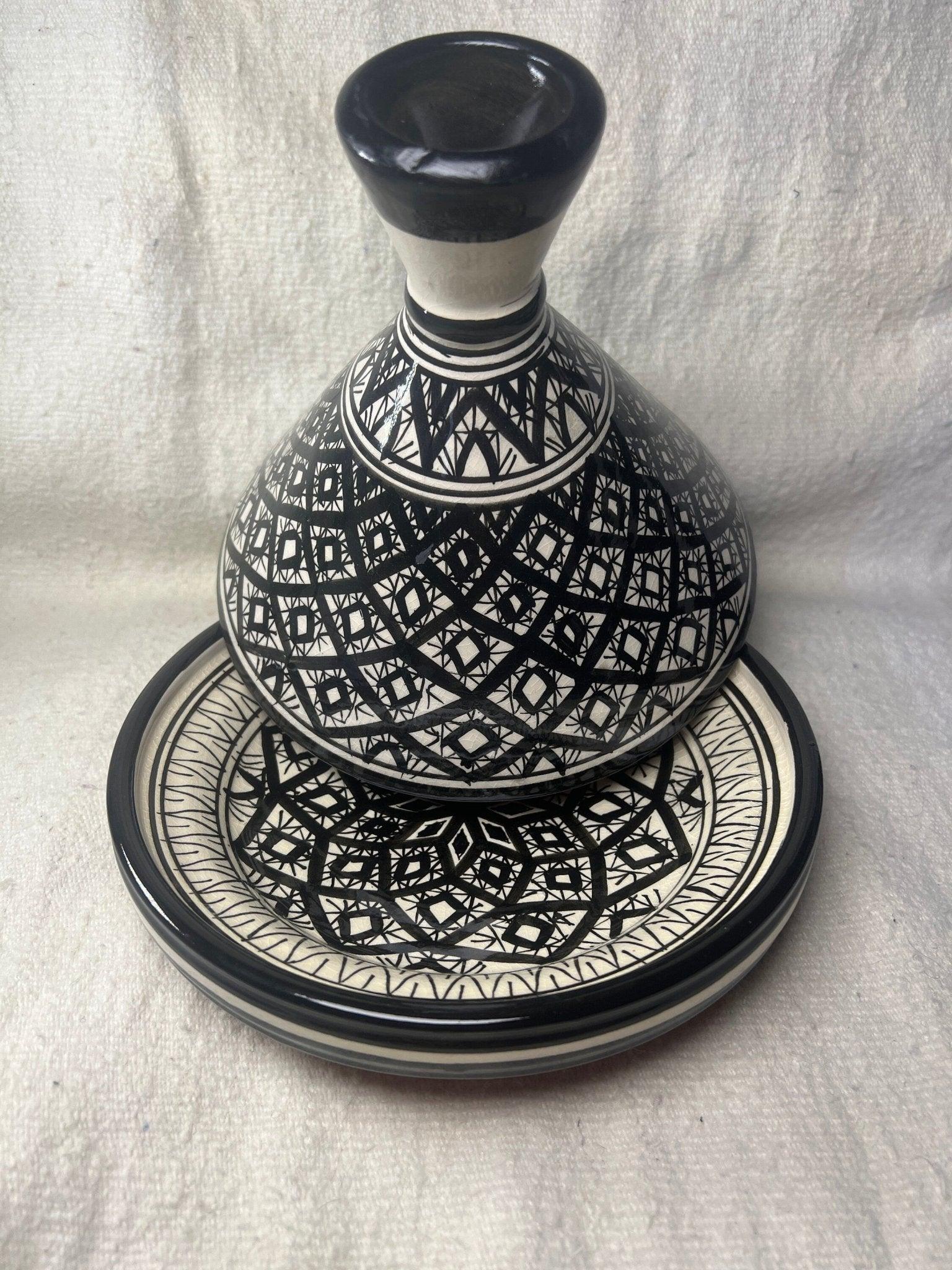Moroccan Artistry: Handmade Serving Tagine Plate with Lid - Amazighrose