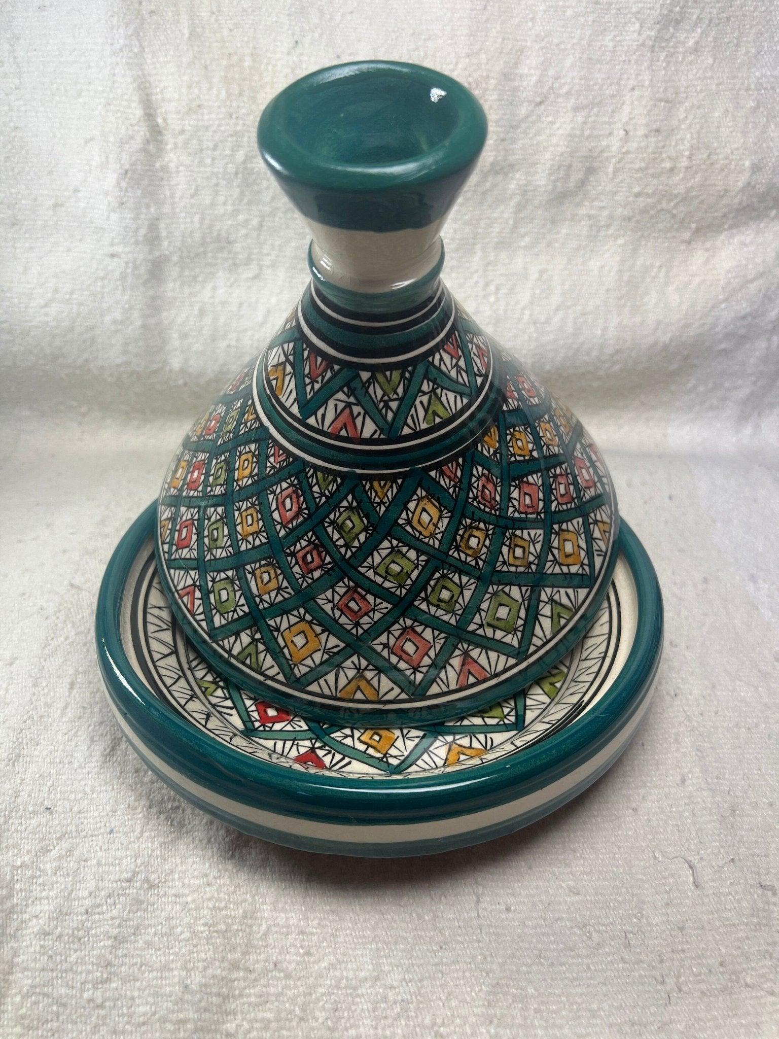 Moroccan Artistry: Handmade Serving Tagine Plate with Lid - Amazighrose