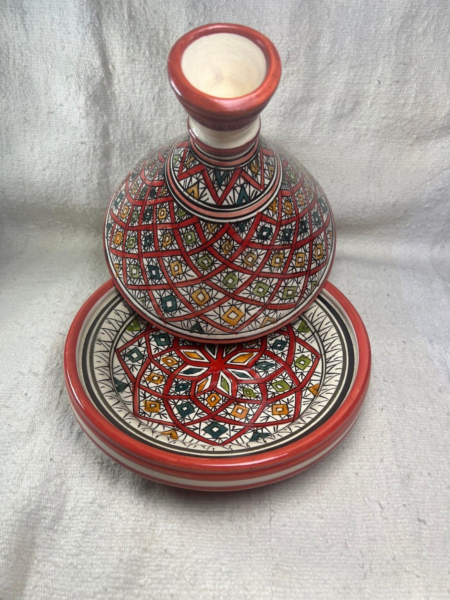 Moroccan Artistry: Handmade Serving Tagine Plate with Lid - Amazighrose
