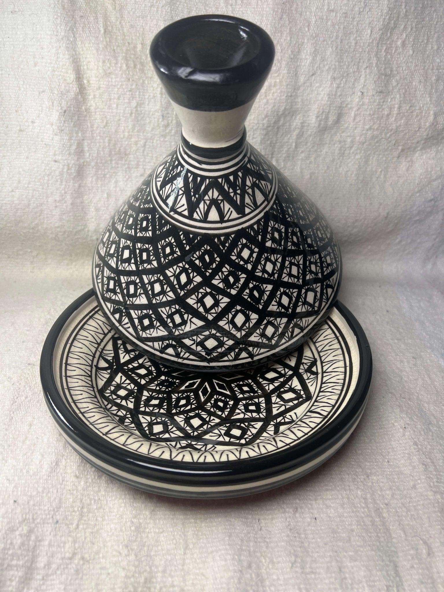 Moroccan Artistry: Handmade Serving Tagine Plate with Lid - Amazighrose