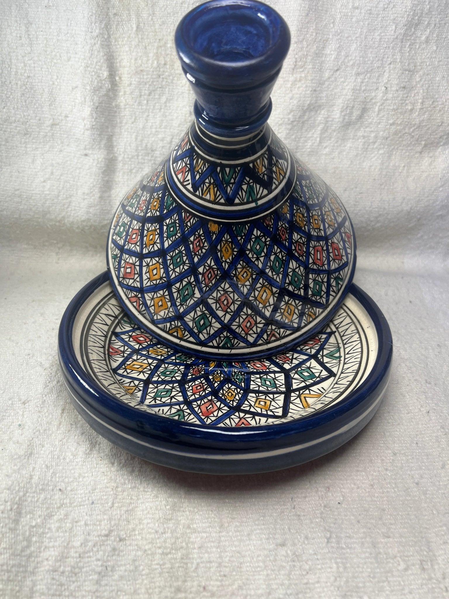 Moroccan Artistry: Handmade Serving Tagine Plate with Lid - Amazighrose