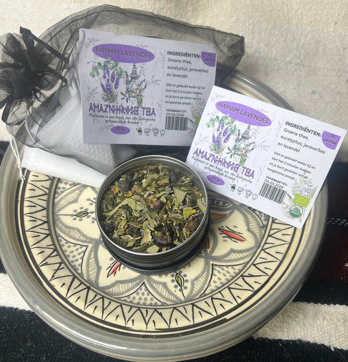 Amazighrose Organic Green Hamam Lavender Tea - Amazighrose