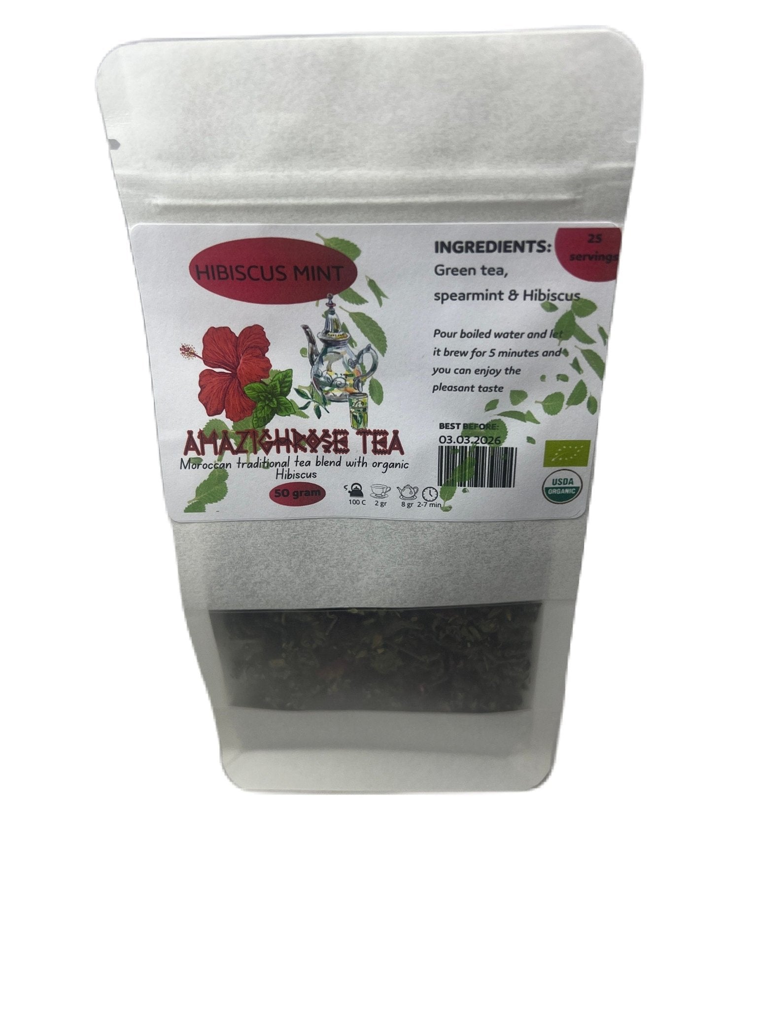 Amazighrose Organic Green hibiscus mint Tea - Amazighrose