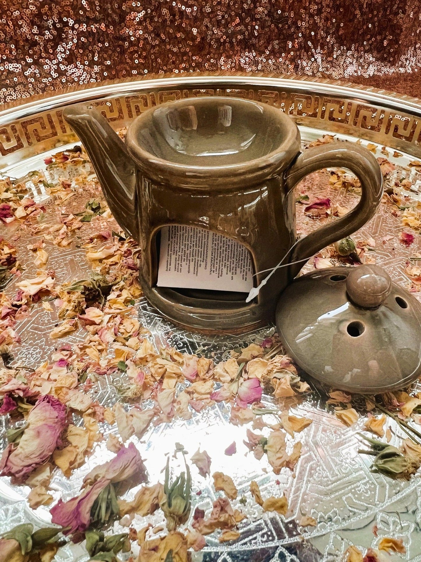 Ceramic Teapot Wax Burner & Essential Oil Diffuser with Lid - Amazighrose