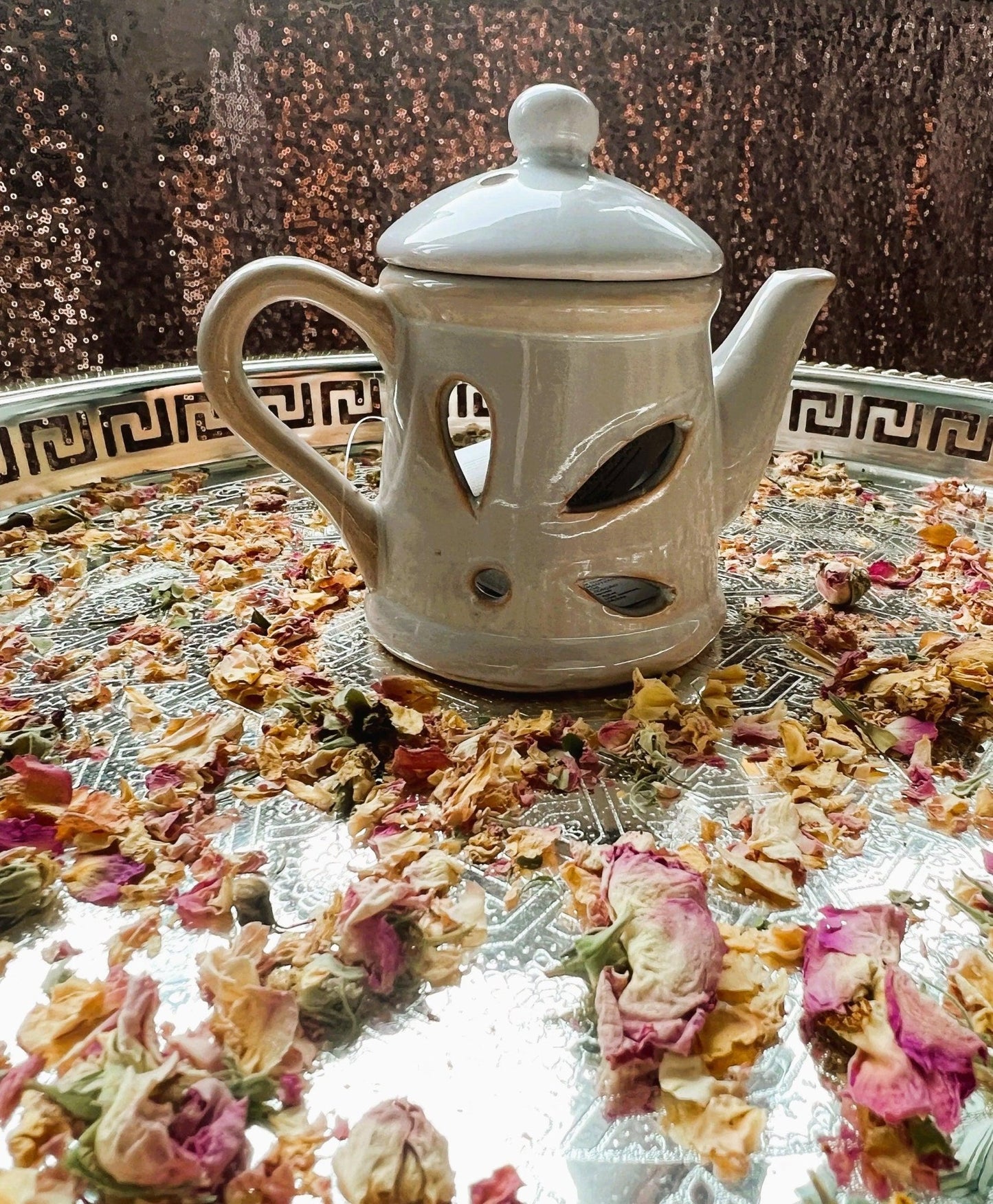 Ceramic Teapot Wax Burner & Essential Oil Diffuser with Lid - Amazighrose