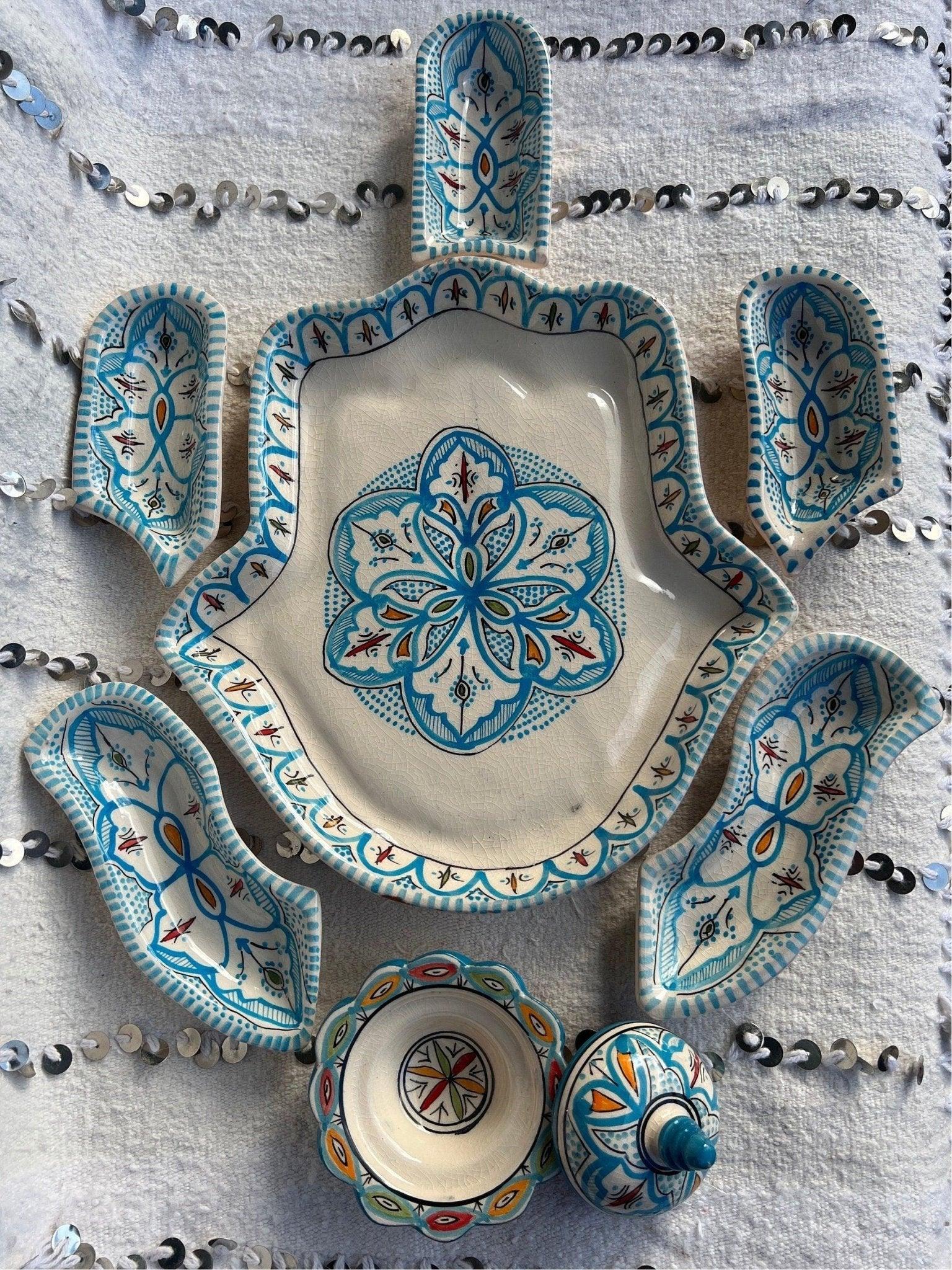 Amazighrose Khmissa Tapas-Set: Blue Henna-Style - Amazighrose