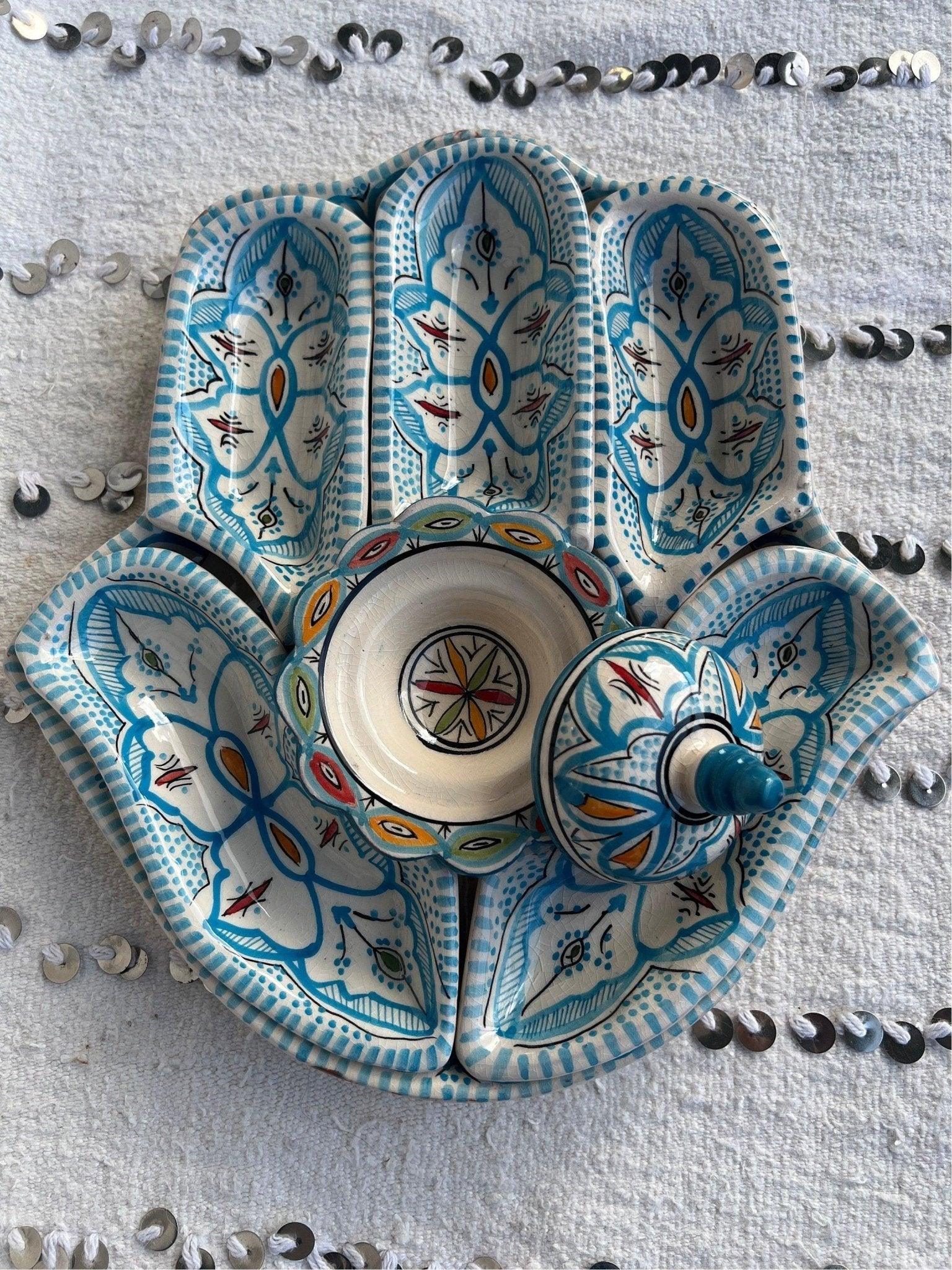 Amazighrose Khmissa Tapas-Set: Blue Henna-Style - Amazighrose