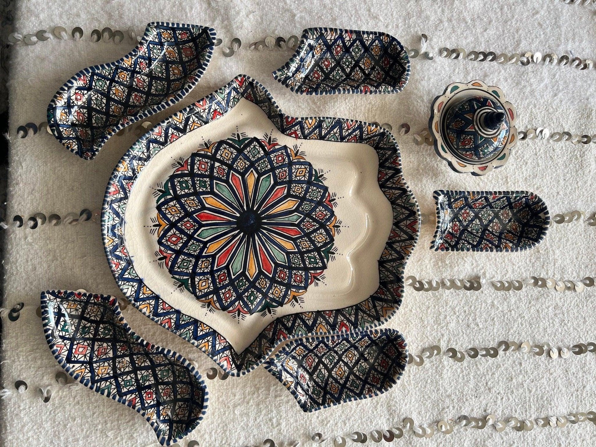 Amazighrose Khmissa Tapas-Set: Darkblue Asfi-Style - Amazighrose