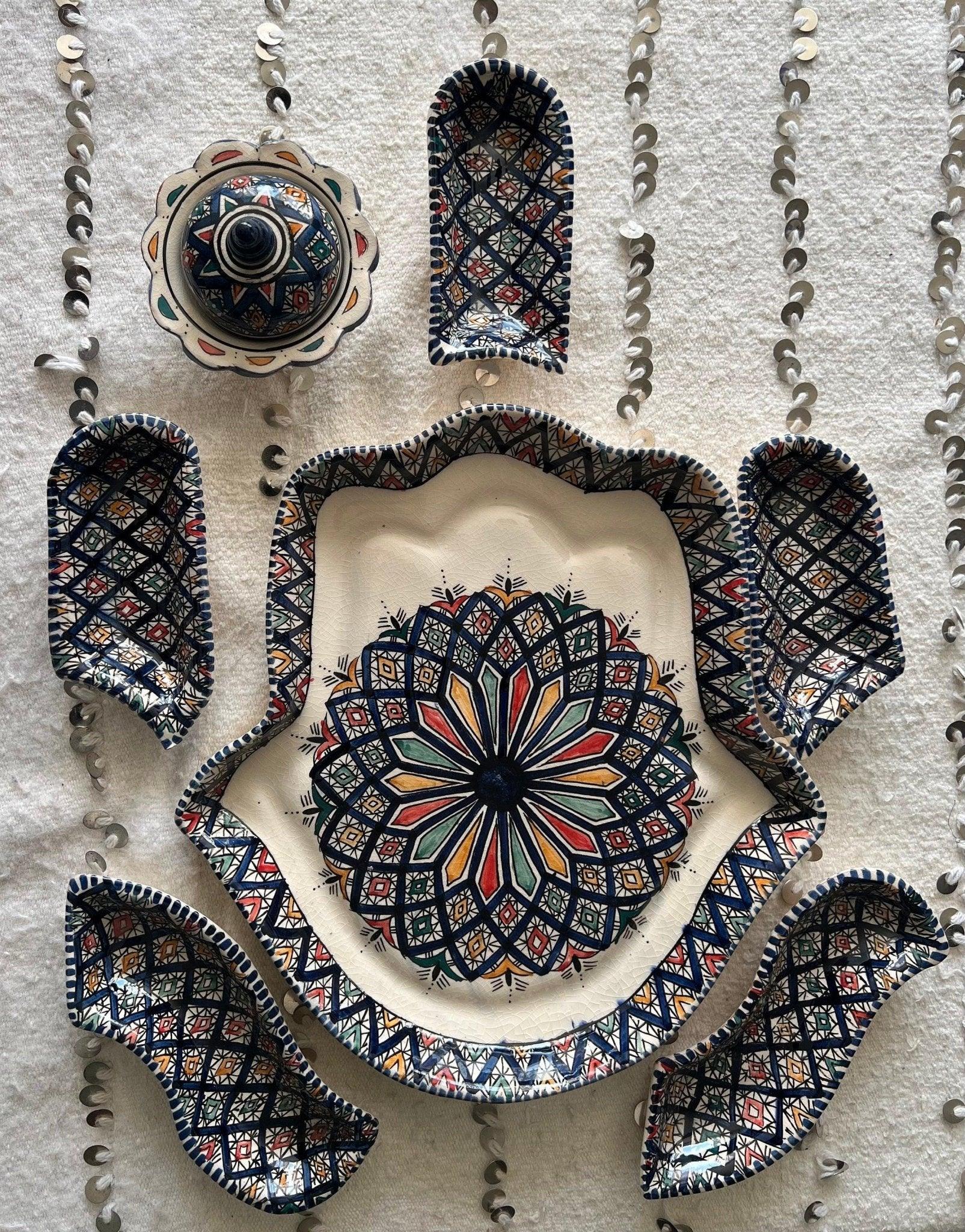Amazighrose Khmissa Tapas-Set: Darkblue Asfi-Style - Amazighrose