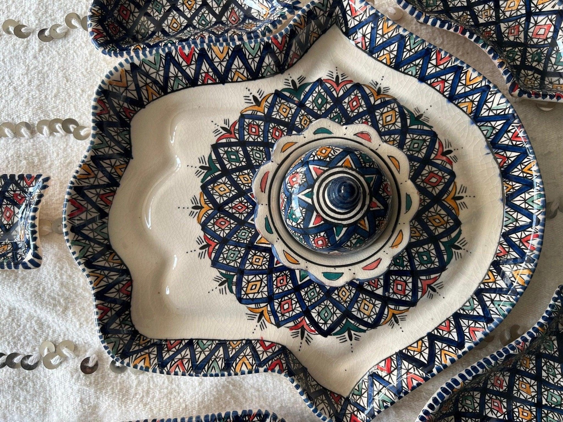 Amazighrose Khmissa Tapas-Set: Darkblue Asfi-Style - Amazighrose