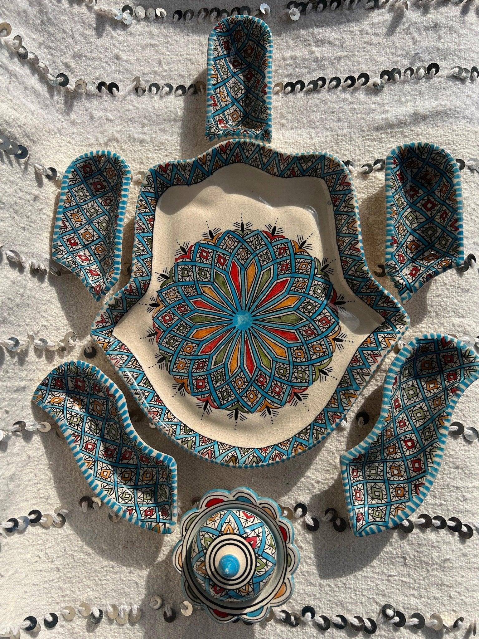 Amazighrose Khmissa Tapas-Set: Light Blue Asfi-Style - Amazighrose