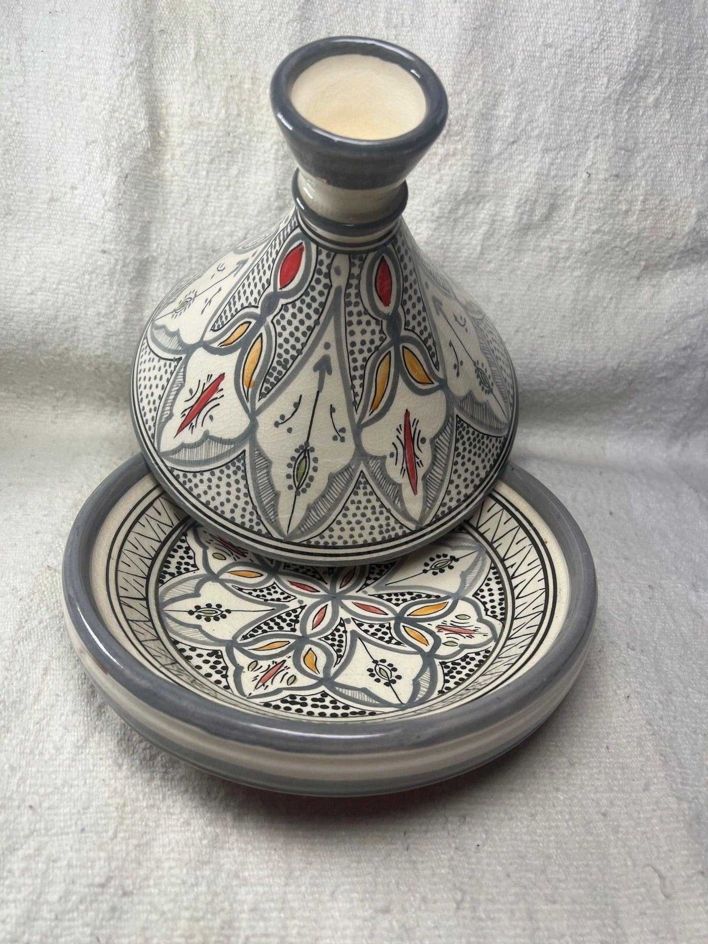 Moroccan Handmade Serving Tagine - 12 Inch Ceramic Platter With Traditional Vivid Colors