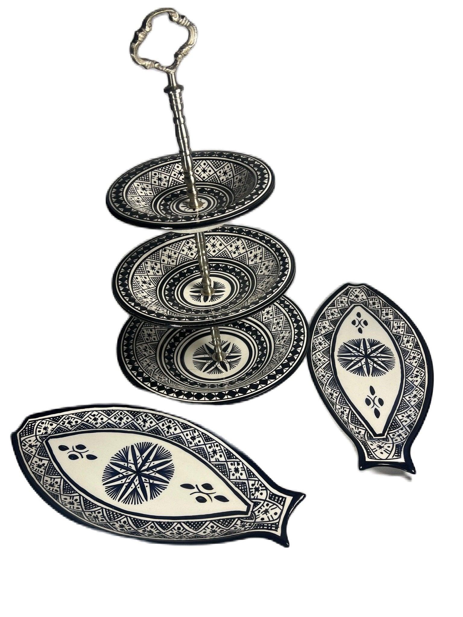 Moroccan Elegance 3-Tier Ceramic Set for High Tea - Amazighrose